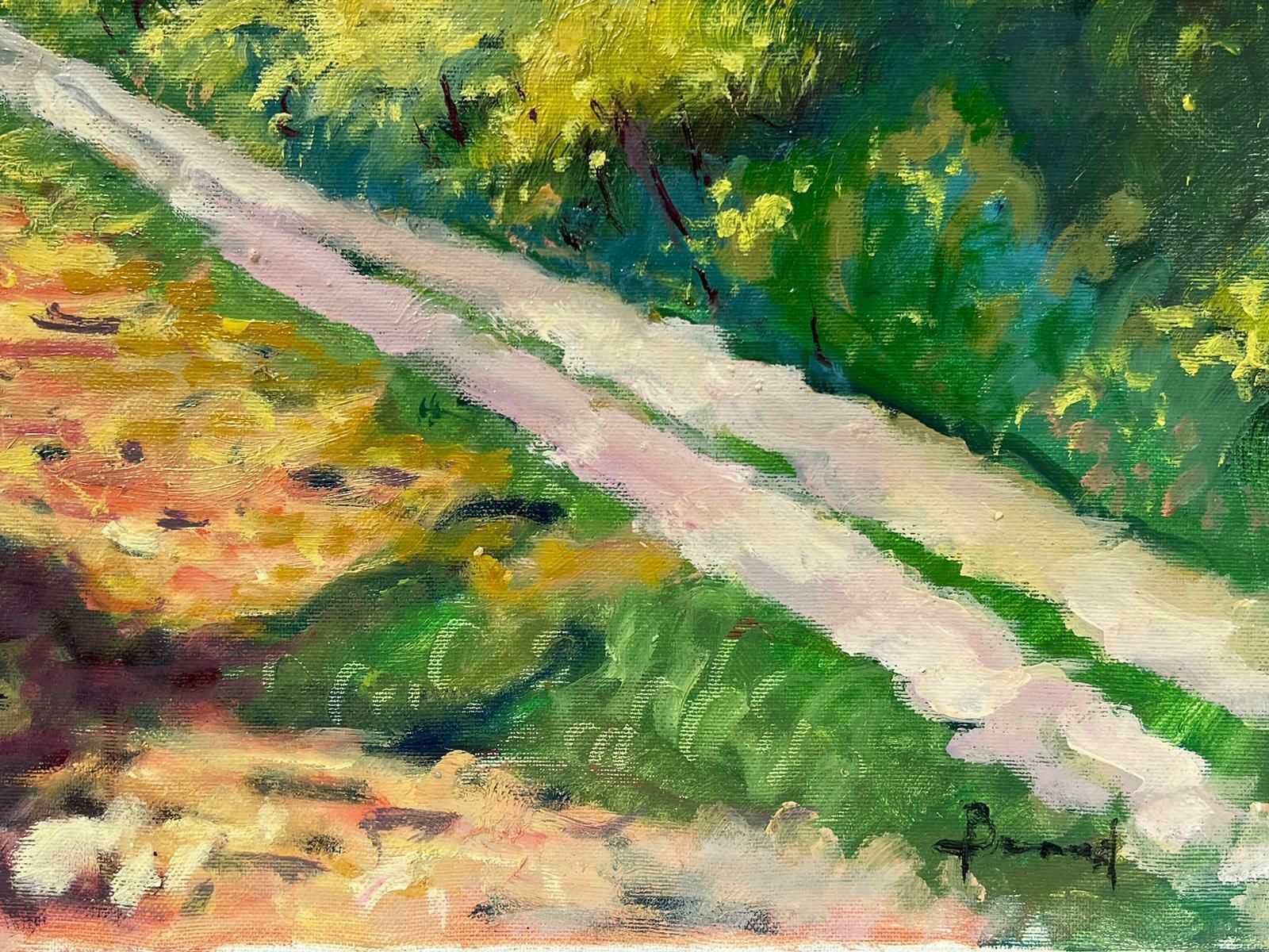Guy Benardfigures Walking In Provence Landscape Beautiful Original Impressionist Painting photo furniture
