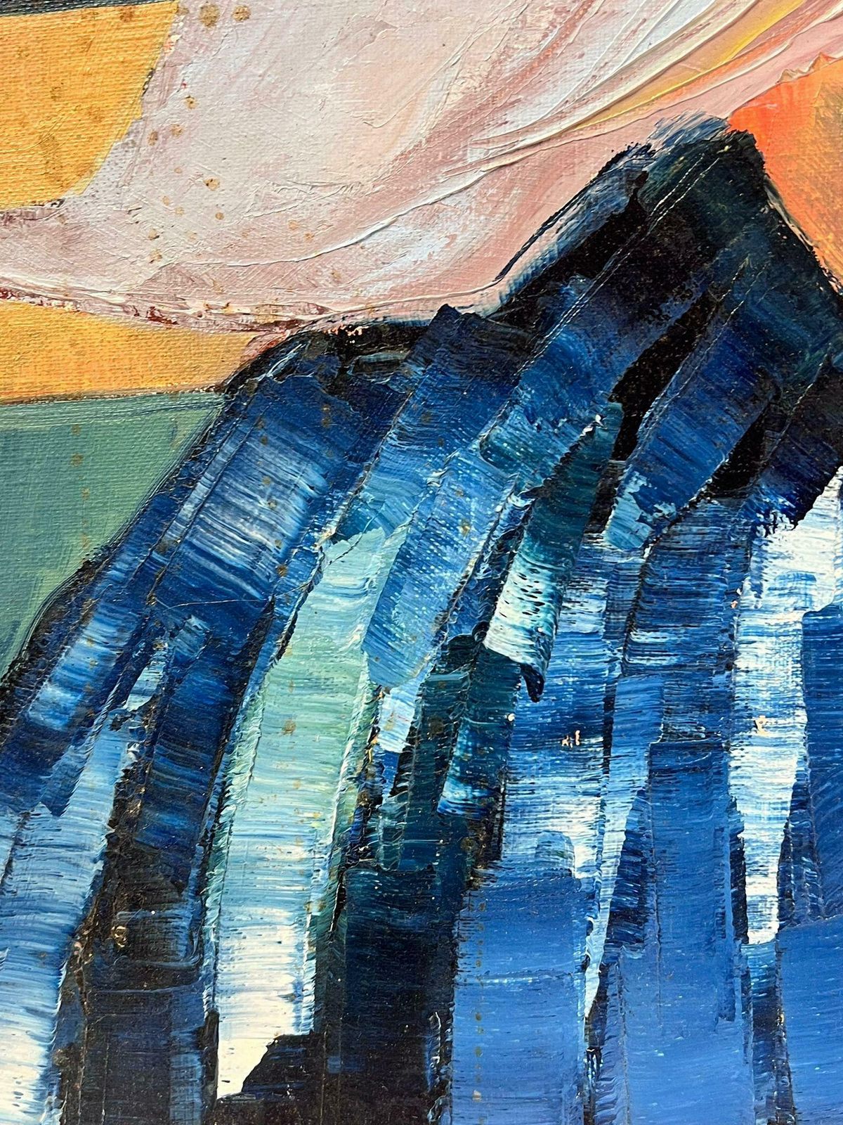 Beatrice Werlielarge Abstract Cubist Style Multicoloured Original Oil Painting Signedc.2000 photo vinterior
