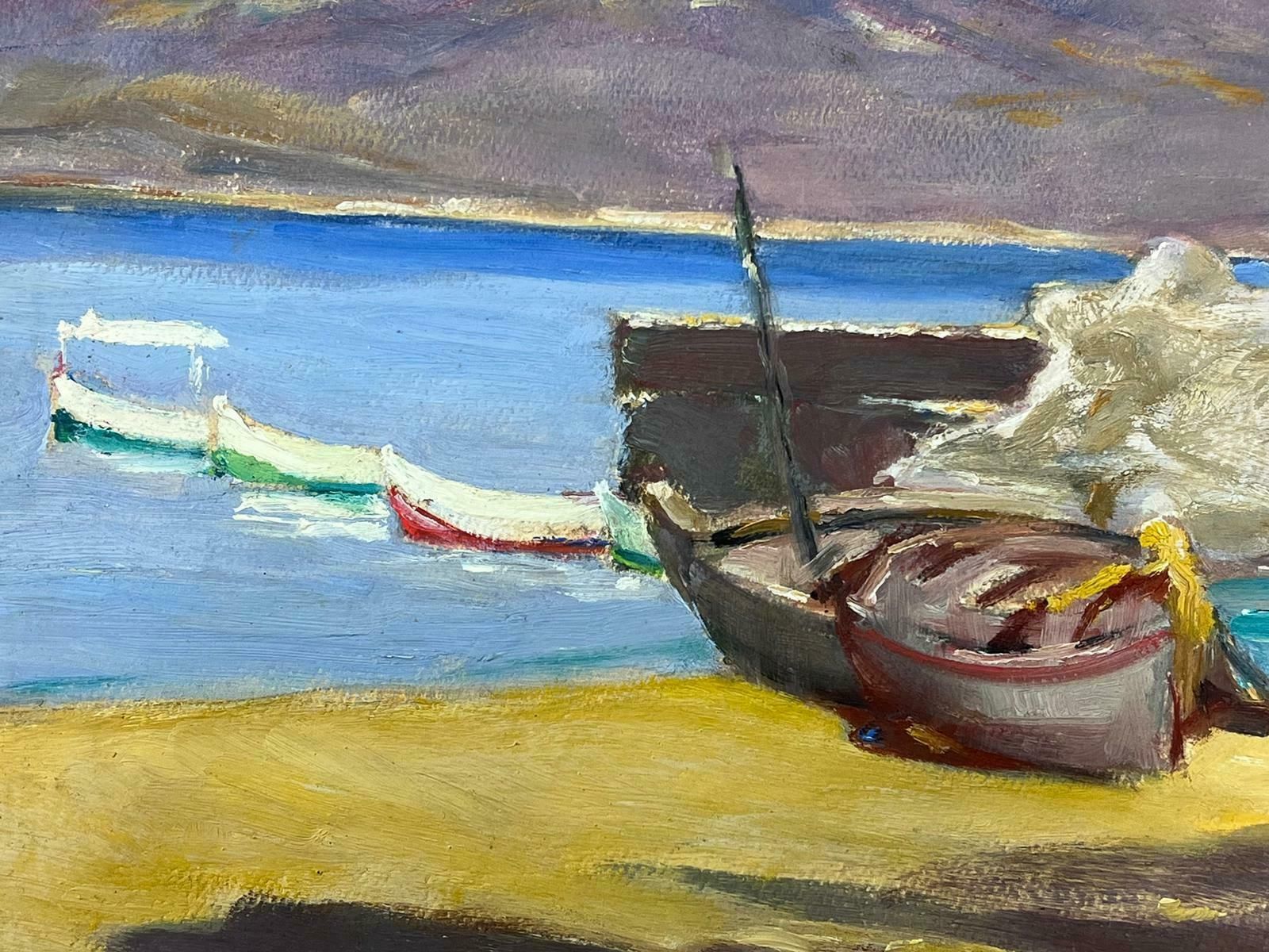 Louise Alixmid 20th Century French Impressionist Oil Beached Fishing Boats Sleepy Coastal 1930's photo furniture