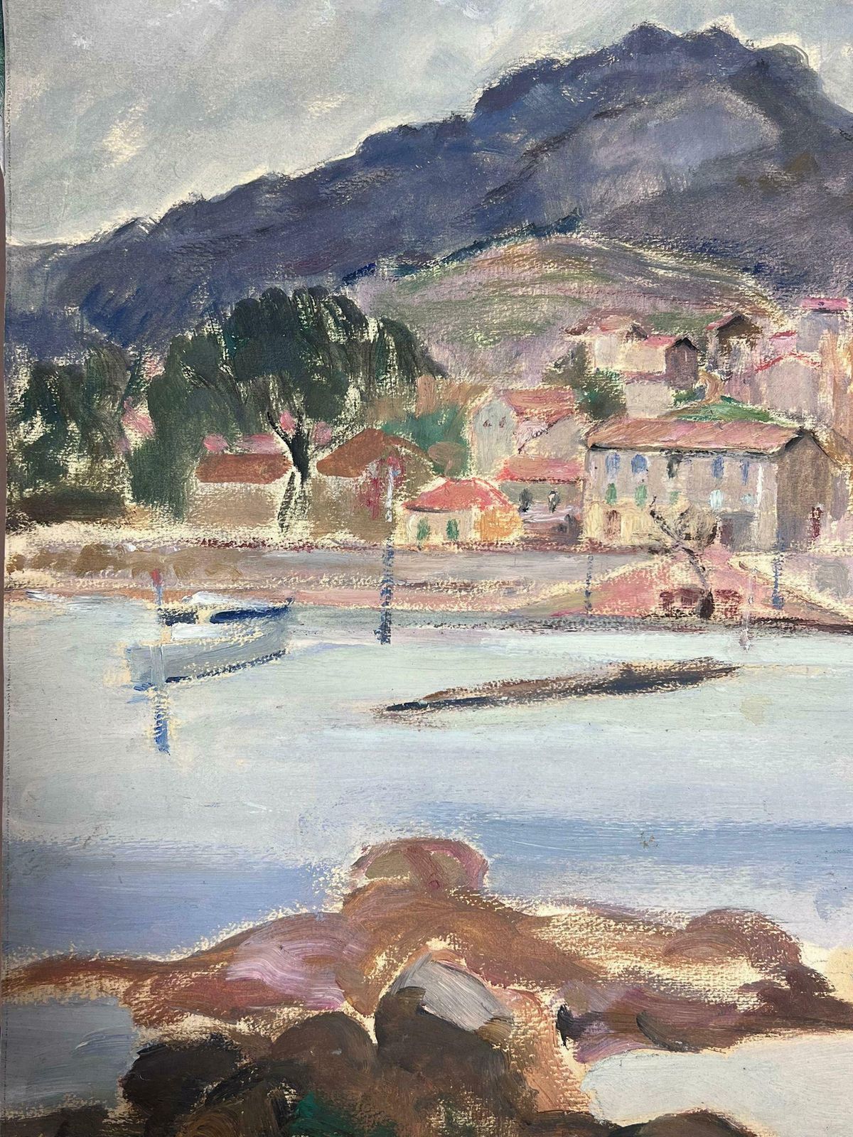 Louise Alix1930's French Impressionist Coastal Harbour In French Village Town Landscape1930's photo furniture
