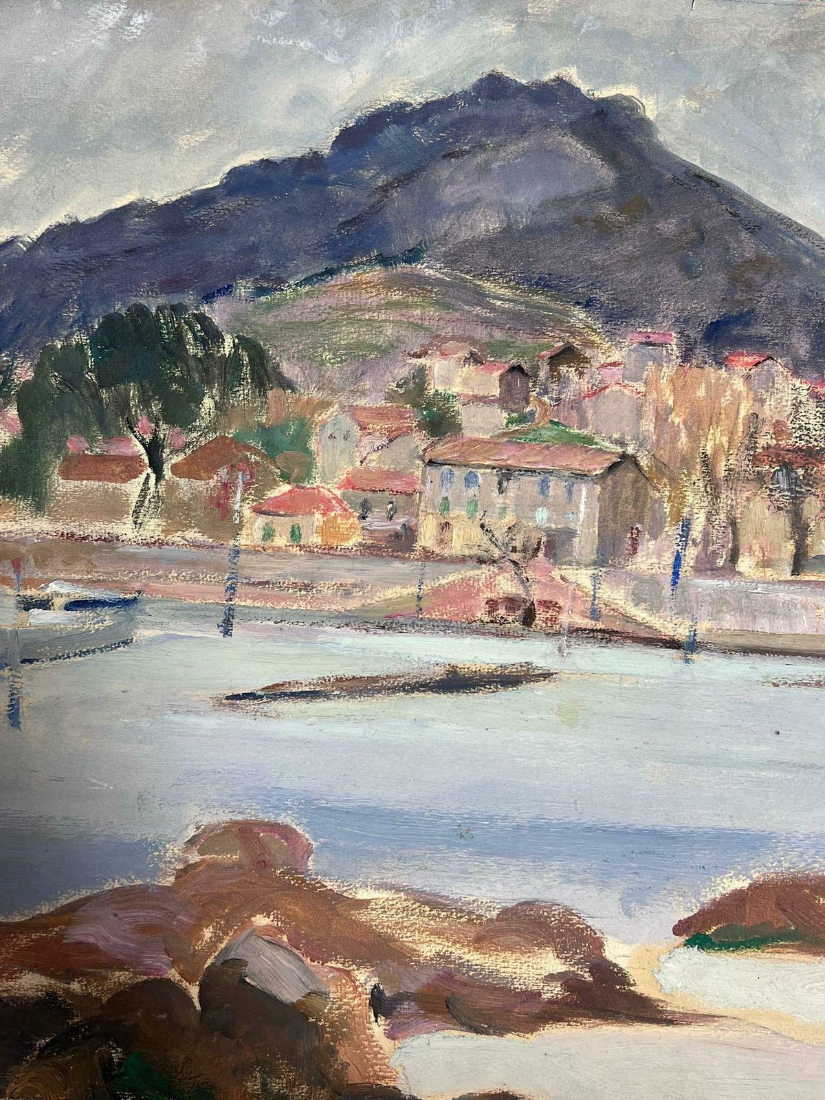 Louise Alix1930's French Impressionist Coastal Harbour In French Village Town Landscape1930's photo for sale