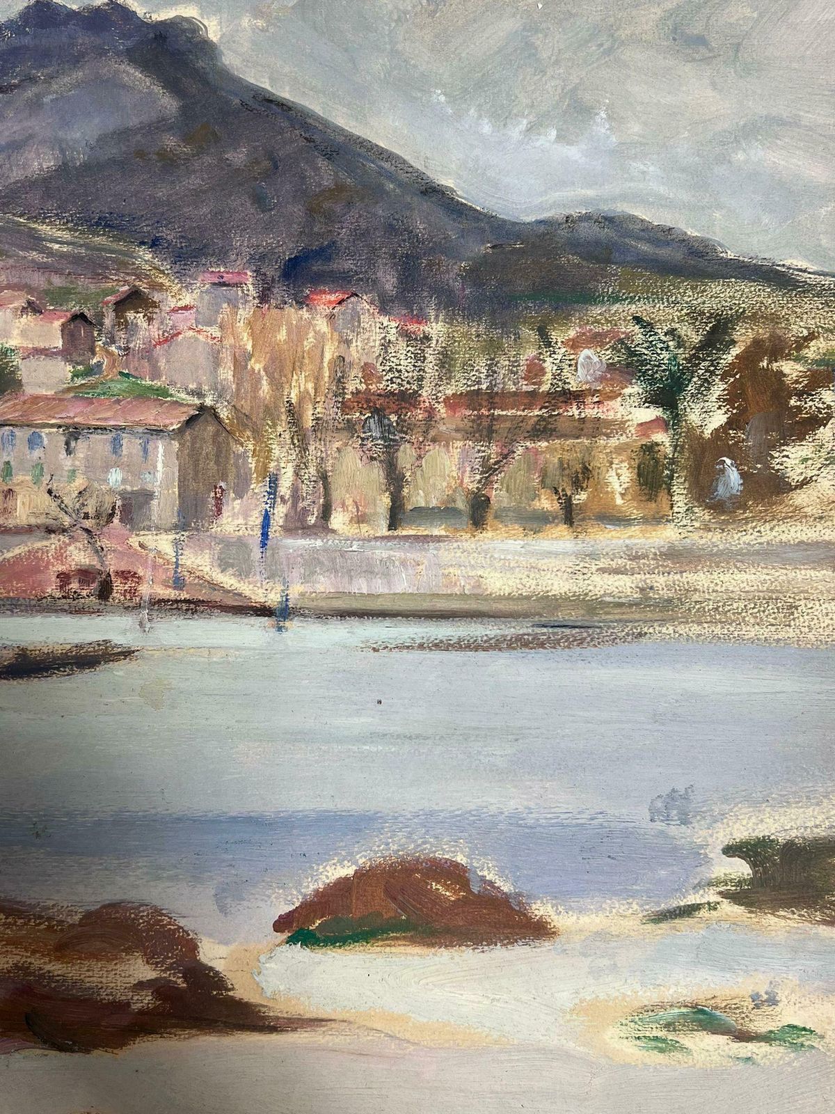 Louise Alix1930's French Impressionist Coastal Harbour In French Village Town Landscape1930's photo Art