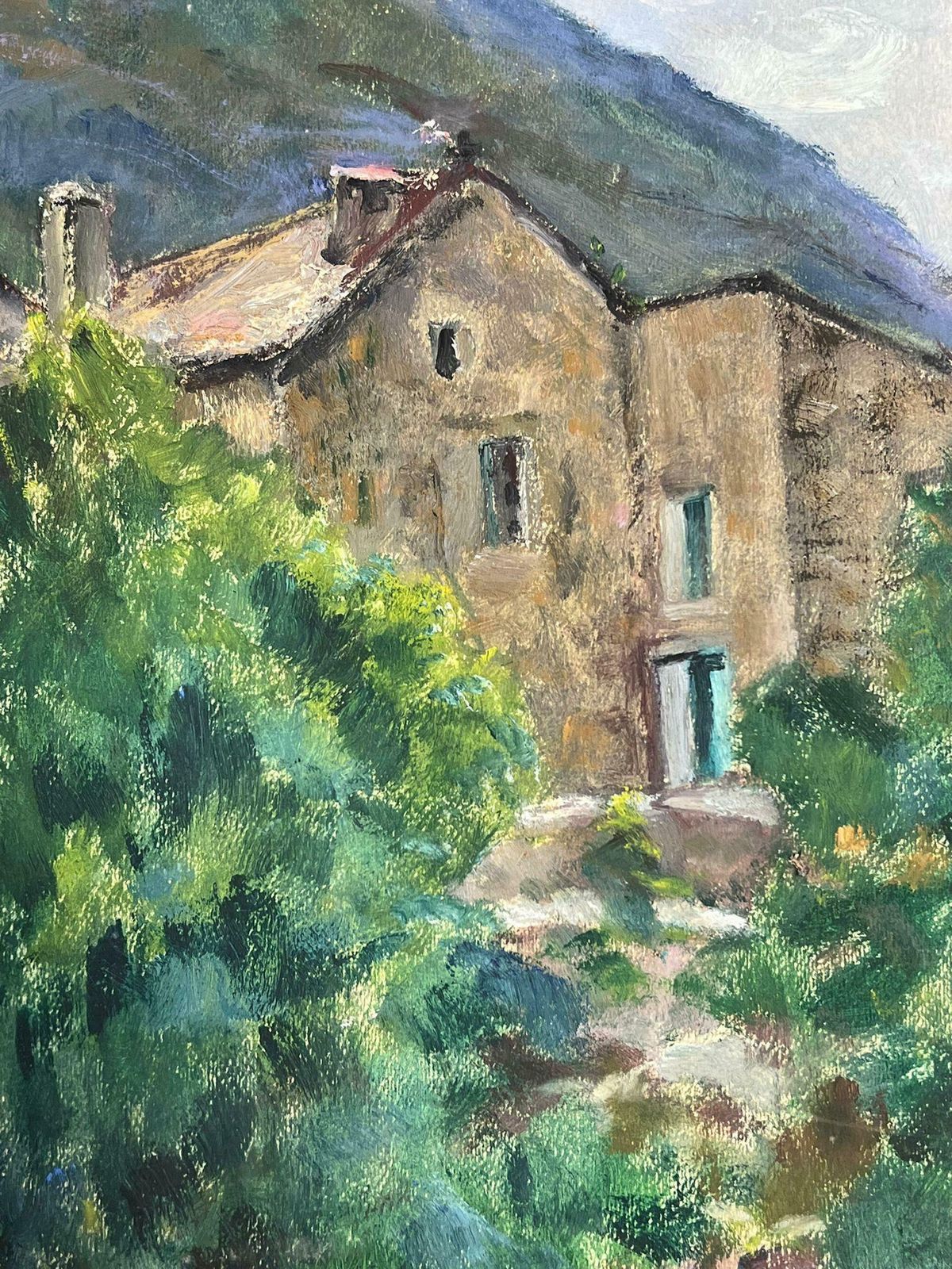 Louise Alix1930's French Impressionist Stone Houses In Purple Green Mountains 1930's photo Art