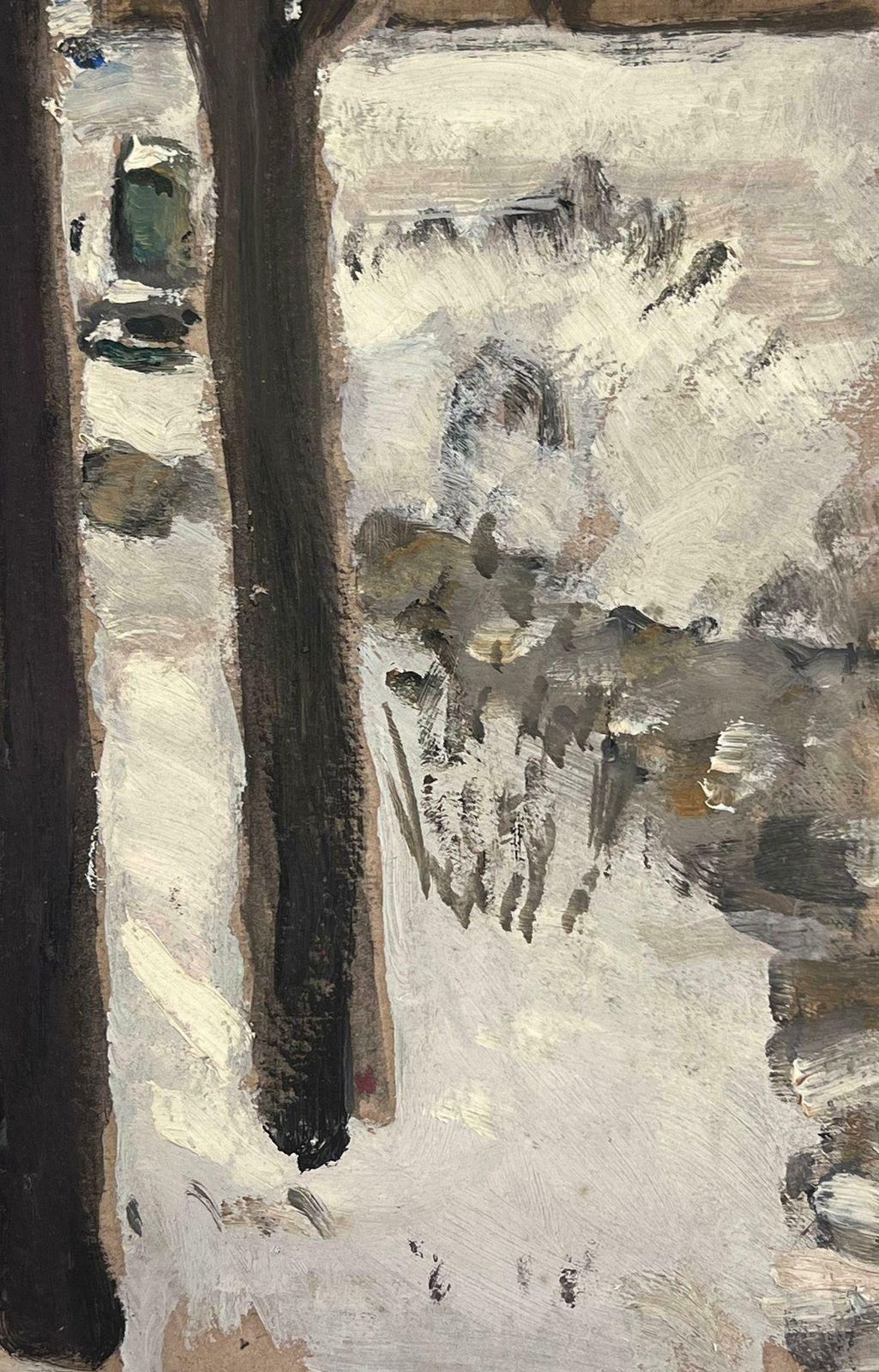 Louise Alix1930's French Impressionist Tall Bare Brown Trees In Snowy Landscape1930's photo furniture