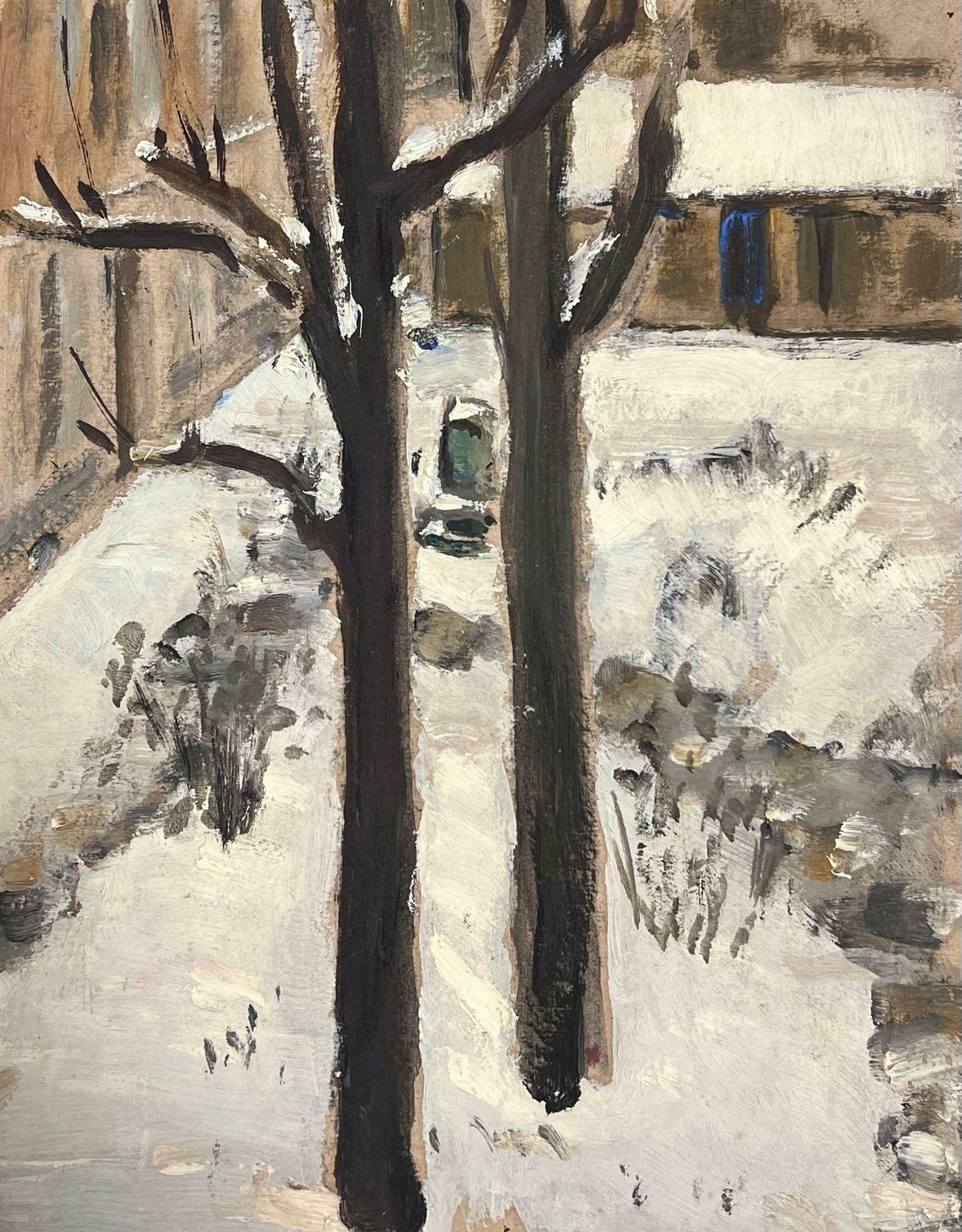Louise Alix1930's French Impressionist Tall Bare Brown Trees In Snowy Landscape1930's photo Art