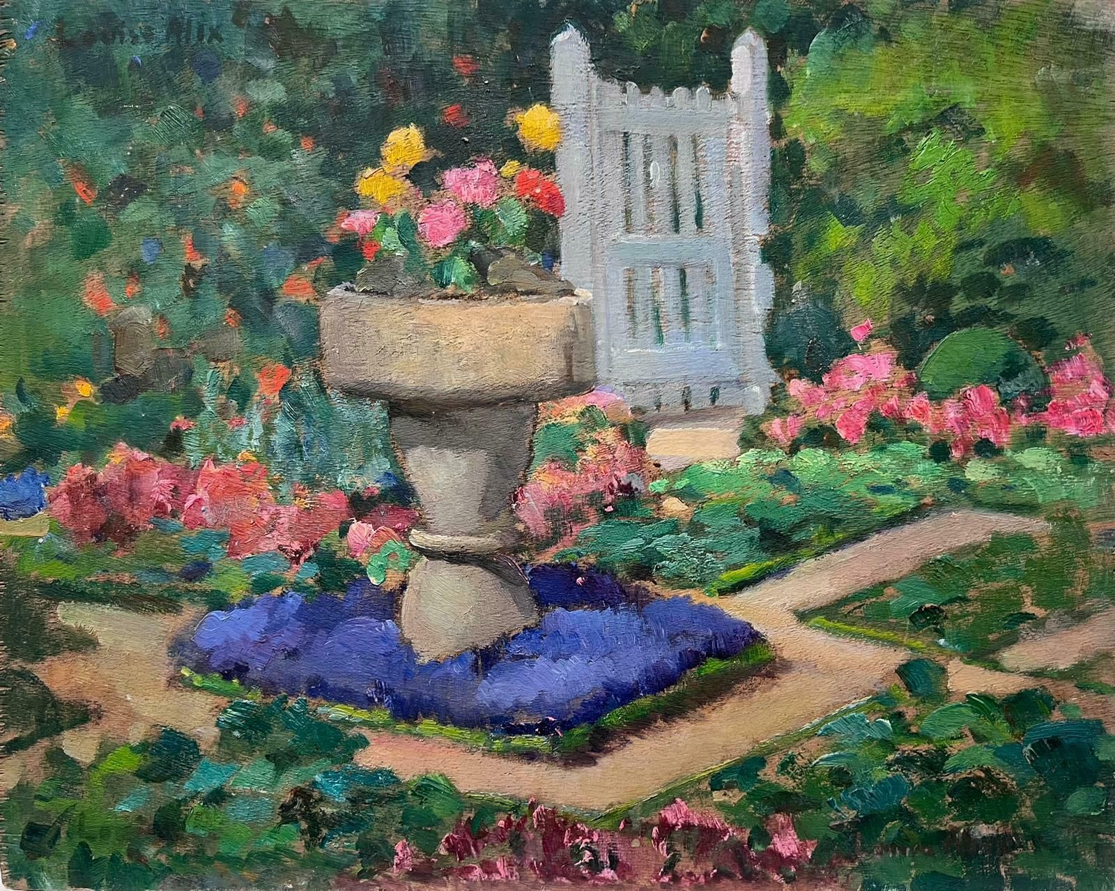 Louise Alix1940's French Impressionist Oil Painting Flower Garden Abundant Colours1940's