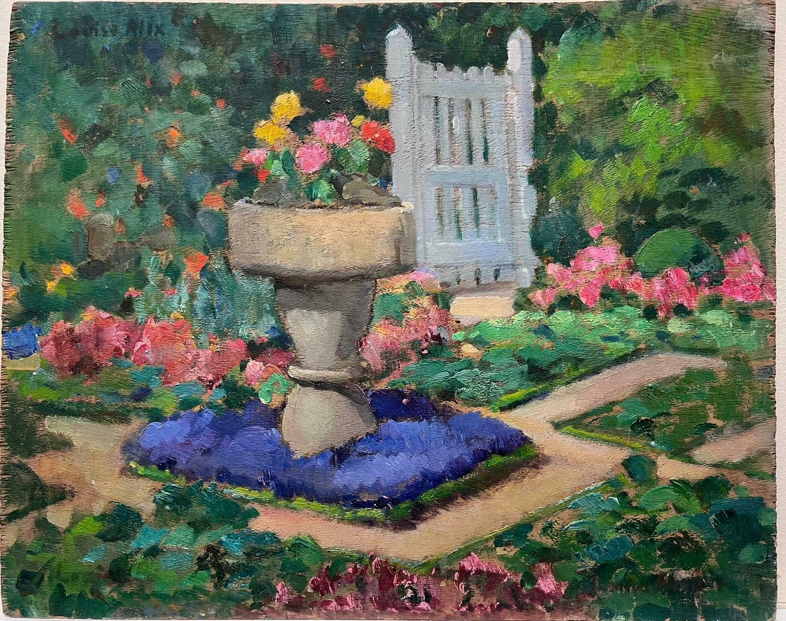 Louise Alix1940's French Impressionist Oil Painting Flower Garden Abundant Colours1940's photo furniture