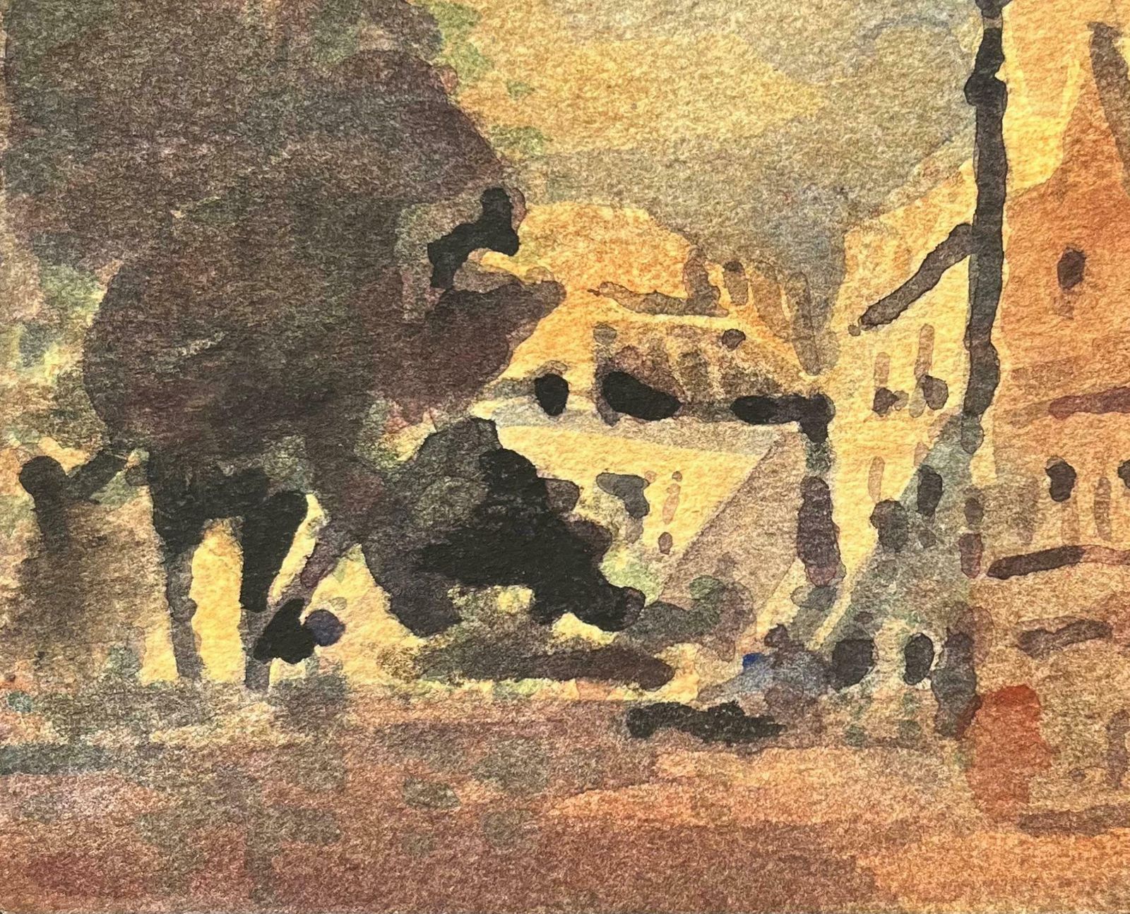Maurice Mazeiliefrench Impressionist Watercolor Of A Sunlit European Townscape20th Century photo 220.0
