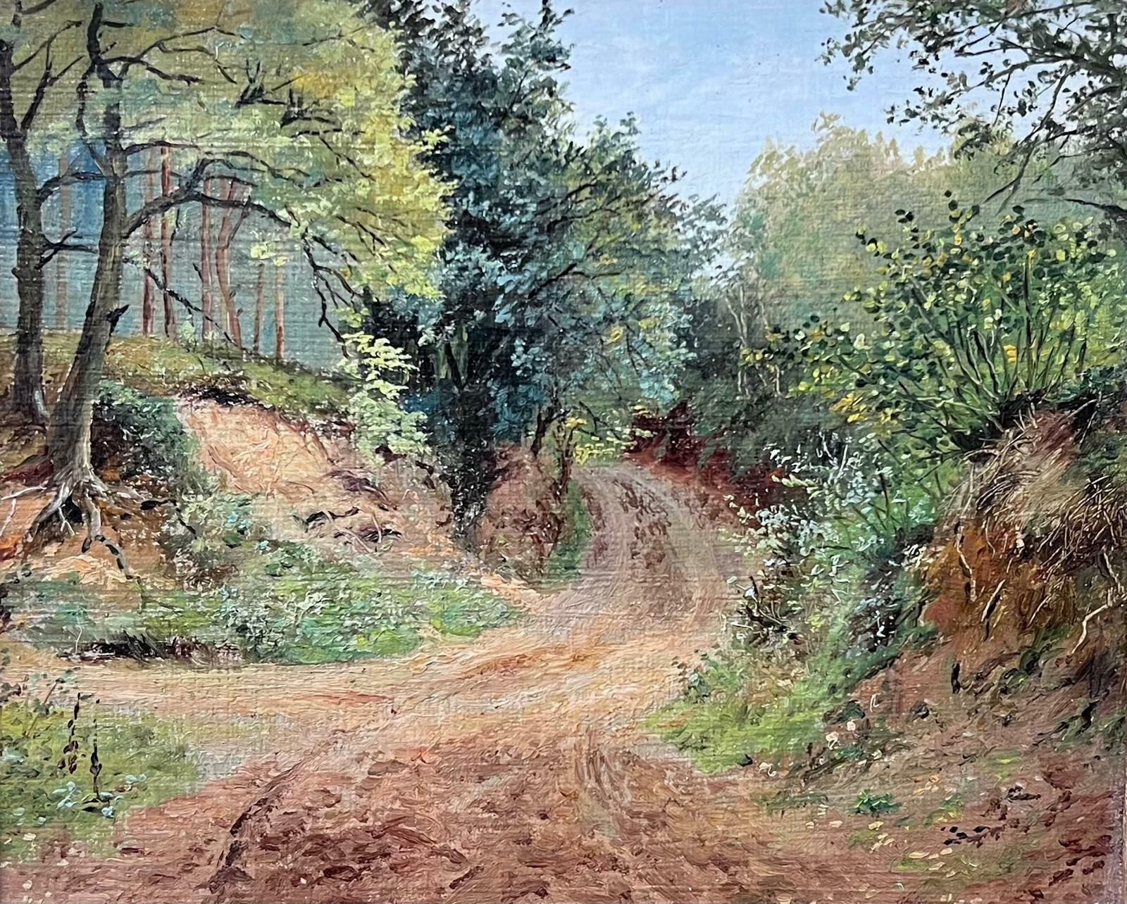 Thomas James Purchasoriginal Victorian Oil Painting Summer Woodland Pathway Landscape Gilt Framed photo for sale
