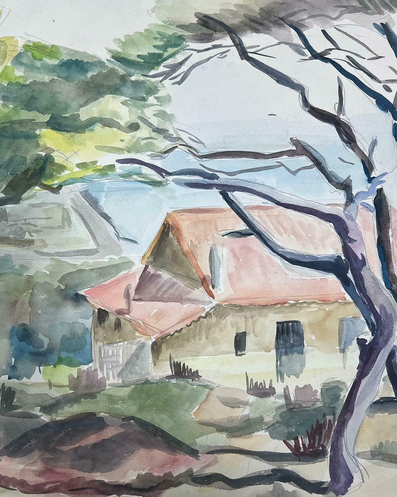 Guy Nicod Mid 20th Century French Post Impressionist Painting Coastal Cottage With Figures photo Art