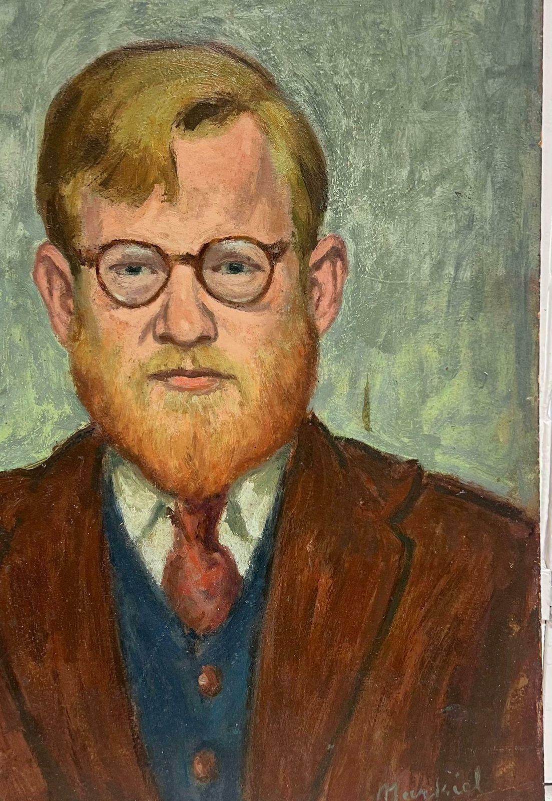 Jacob Markielmid 20th Century Portrait Of Man In Spectacles French/ Polish Artist photo 820.0