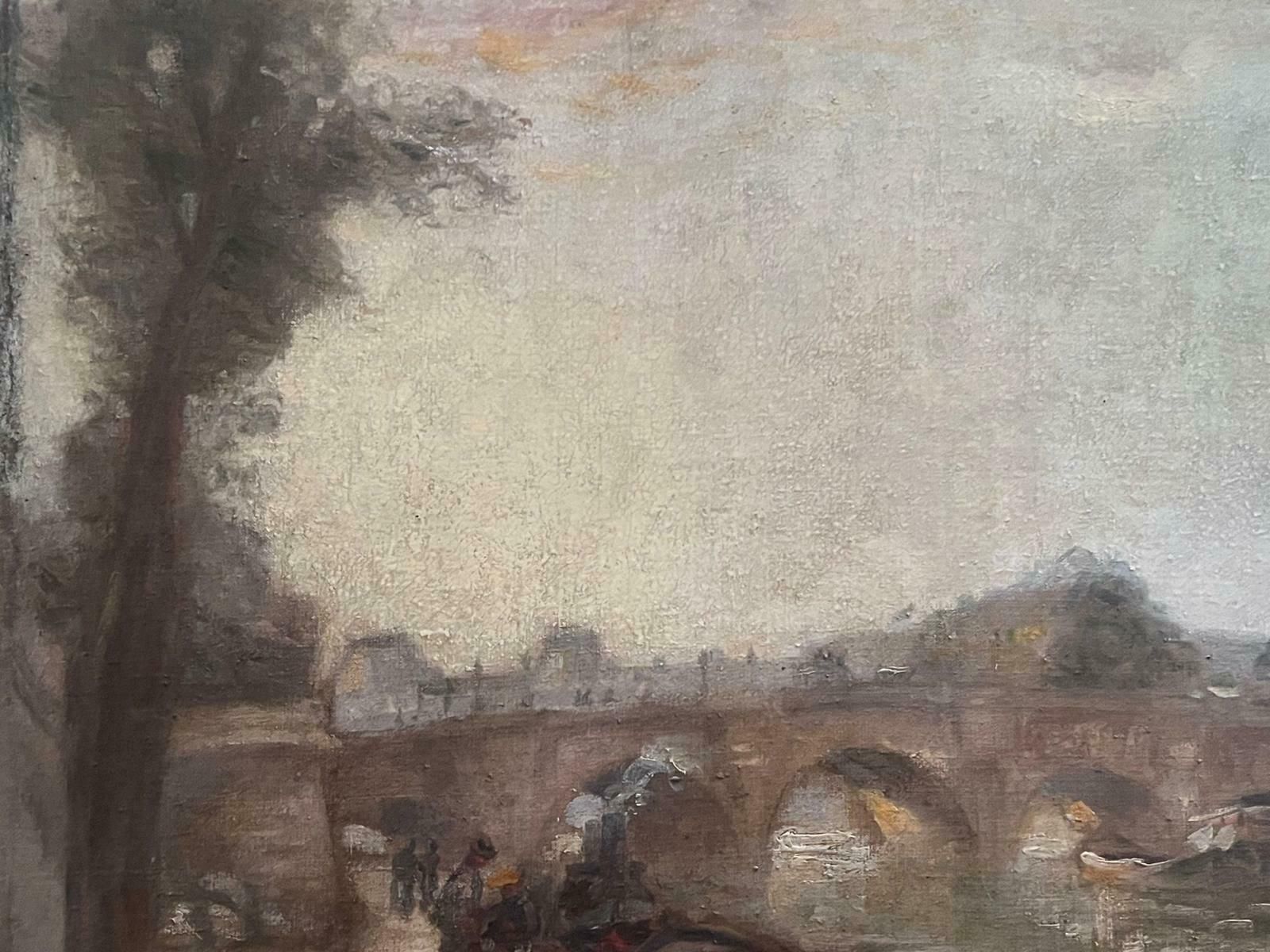 photo furniture Edouard Henri Leonfine 1930's French Impressionist Signed Oil Le Pont Neuf River Seine Paris1939