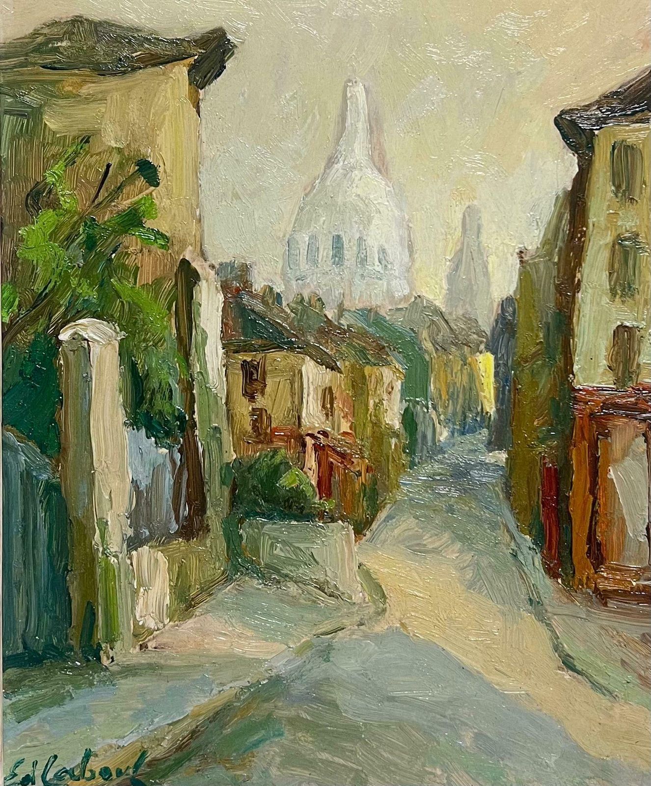 French Schoolmid 20th Century French Signed Oil Sacre Couer Montmartre Paris Original Frame photo furniture