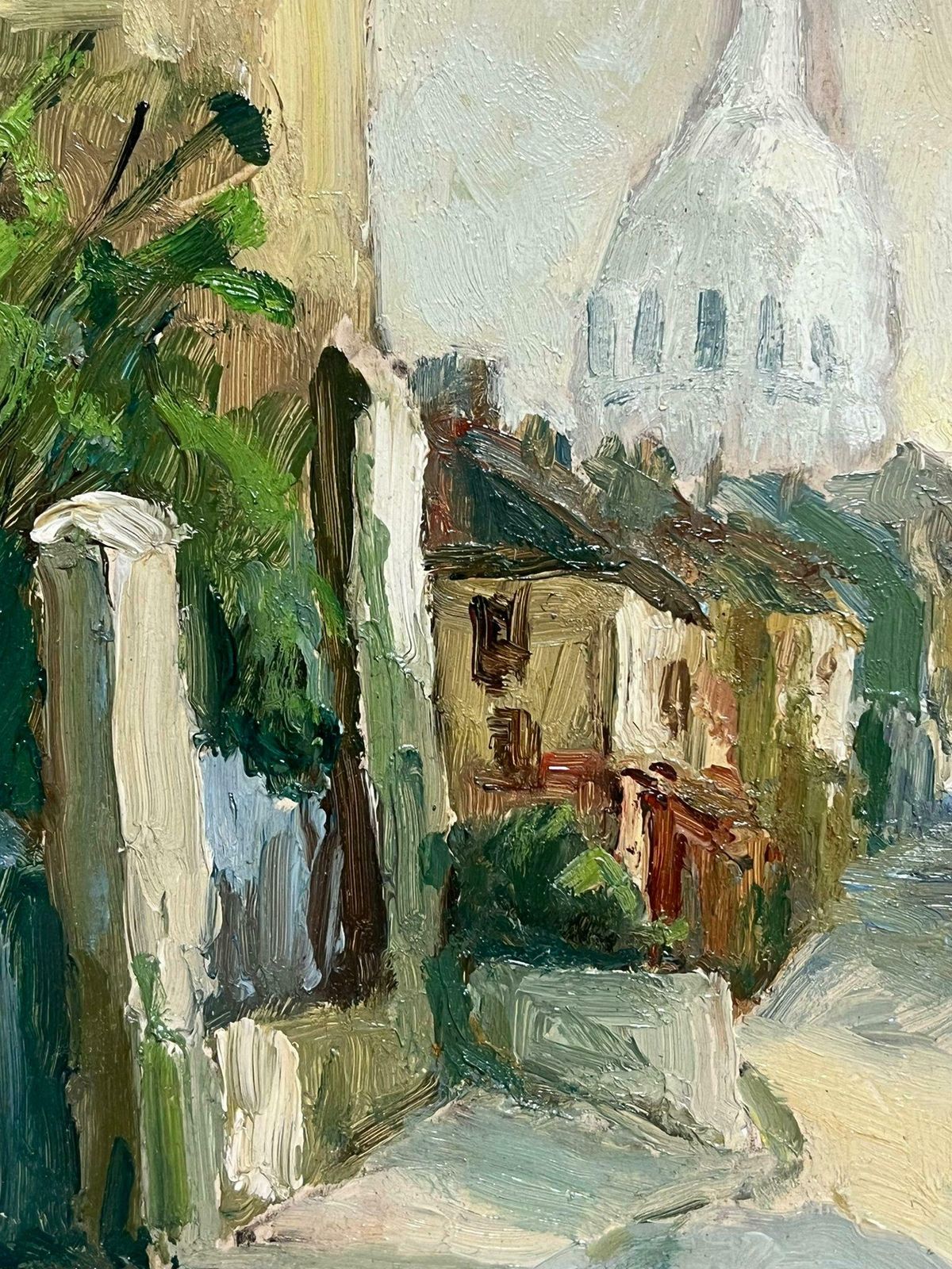 French Schoolmid 20th Century French Signed Oil Sacre Couer Montmartre Paris Original Frame photo for sale