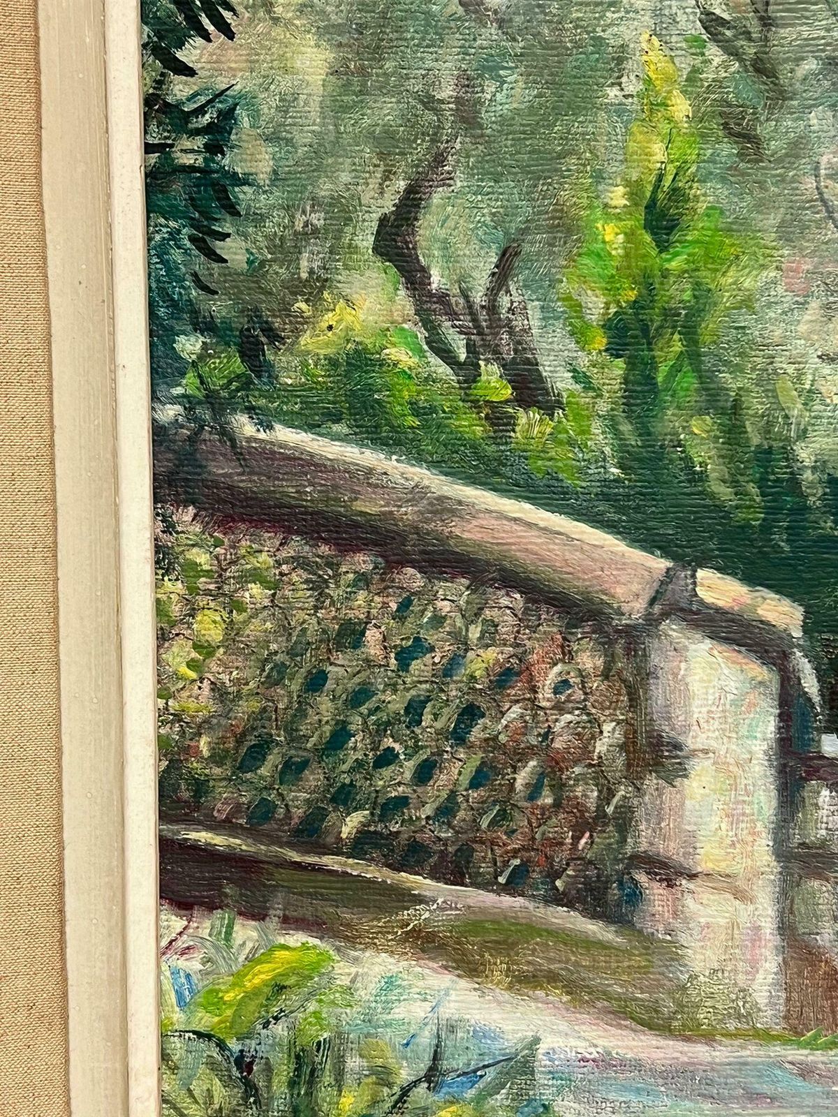 French School1950's French Impressionist Signed Oil View Renoirs Garden Cagnes Sur Mer France1955 photo Art