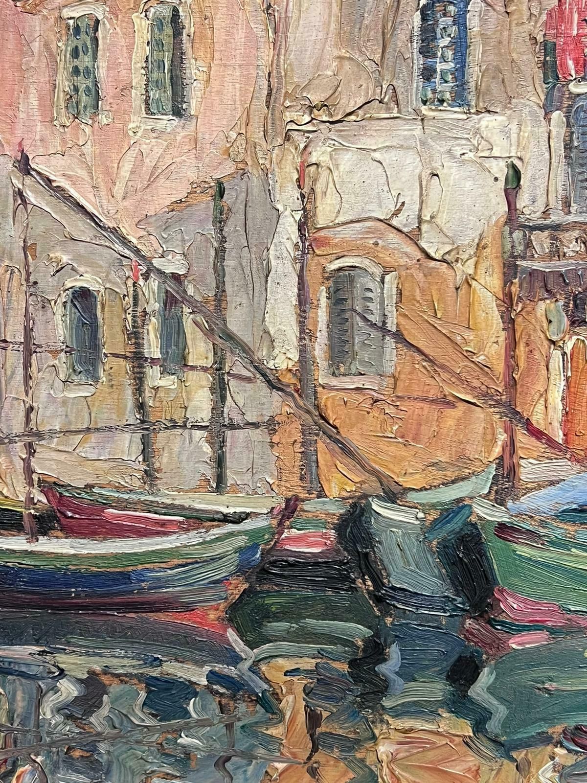 French Mid Century St Tropez Harbor Boats Moored Sleep Sunny French Old Town 1950's Impressionist1950's photo Art