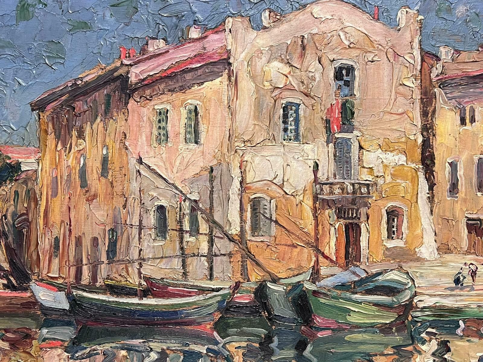 French Mid Century St Tropez Harbor Boats Moored Sleep Sunny French Old Town 1950's Impressionist1950's photo buy
