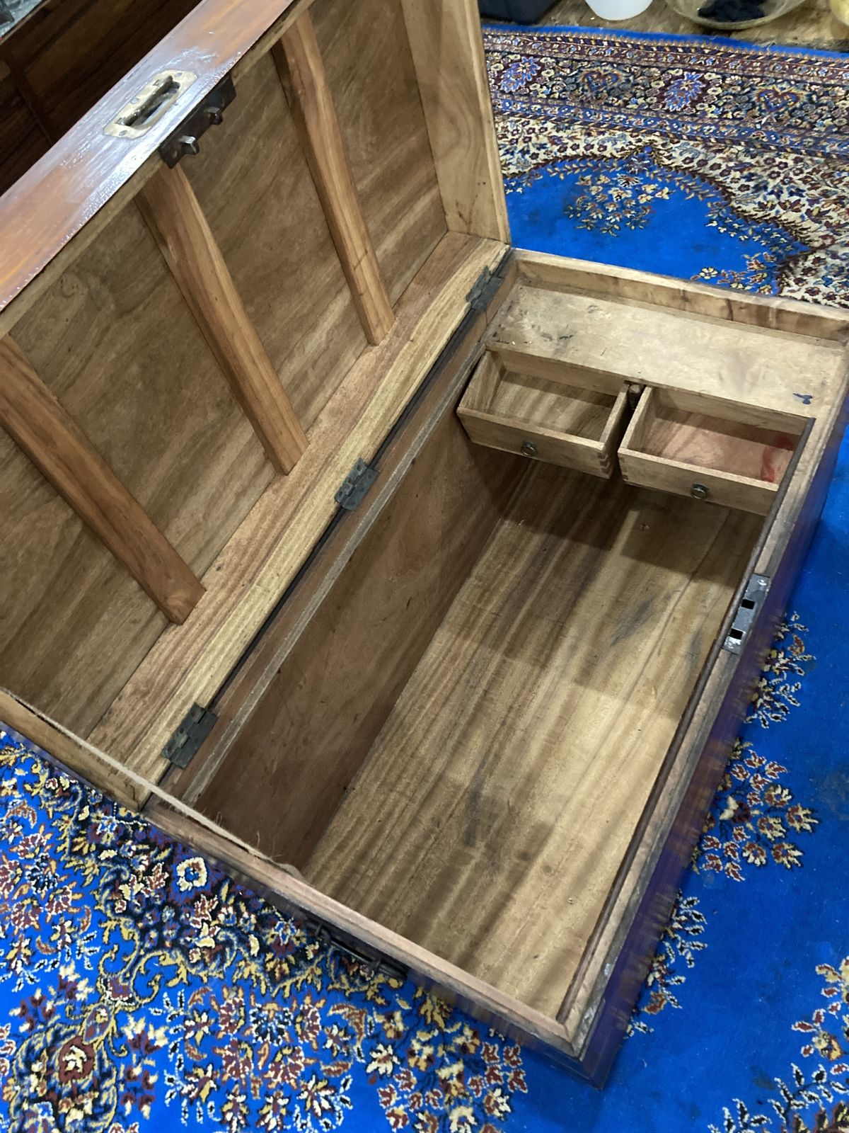 photo furniture Camphor Wood 19th Century Military Campaign Trunk (England, Circa 1850)