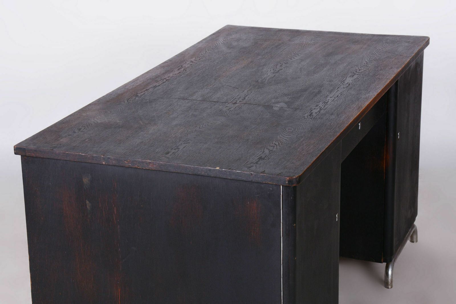 Restored Art Deco Writing Desk, By Robert Slezak, Oak, Chrome, Czech, 1930s photo buy