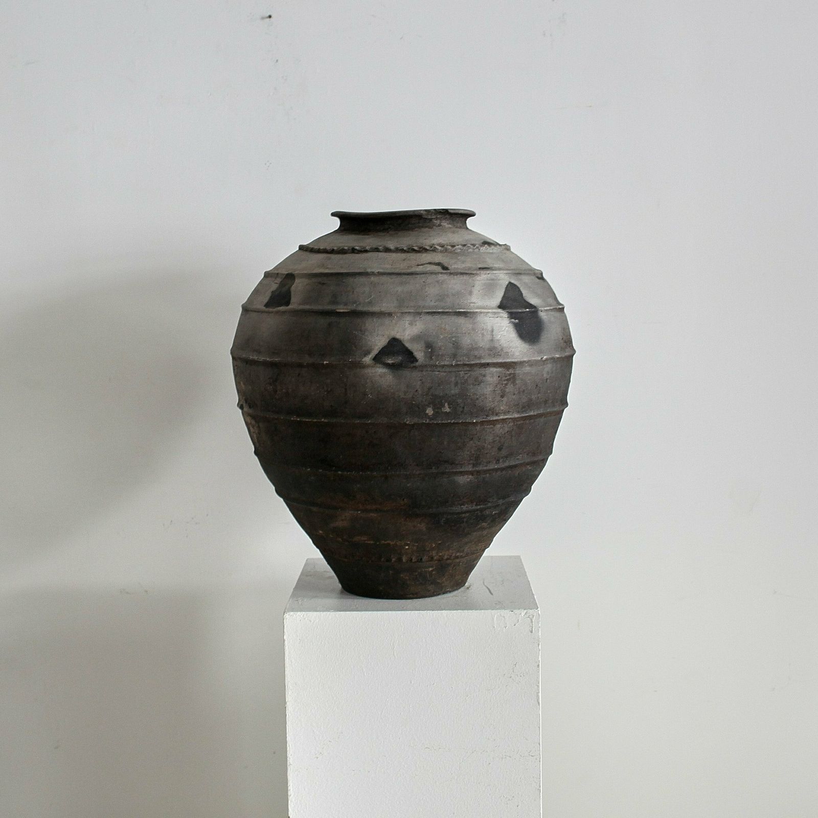 Large 19th C. Black Terracotta Portuguese Vessel photo Home Decor