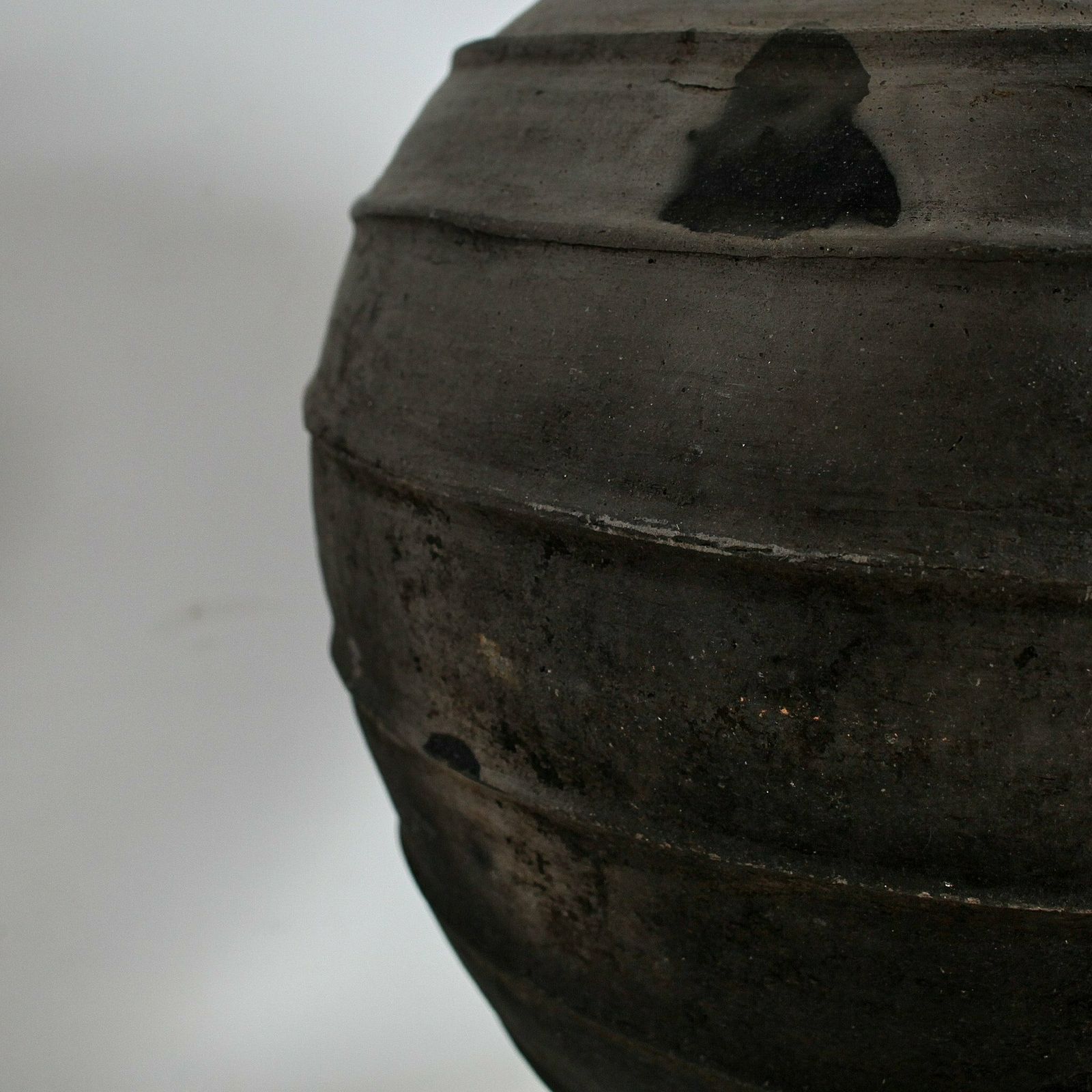 Large 19th C. Black Terracotta Portuguese Vessel photo vintage