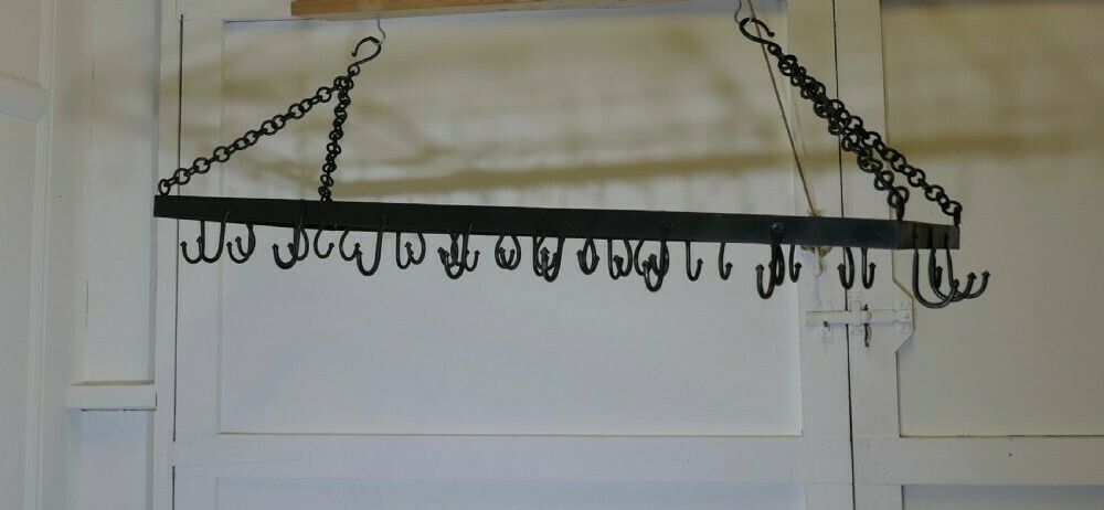 Huge French Iron Pot Hanger, Kitchen Utensil Or Game Hanger photo for sale