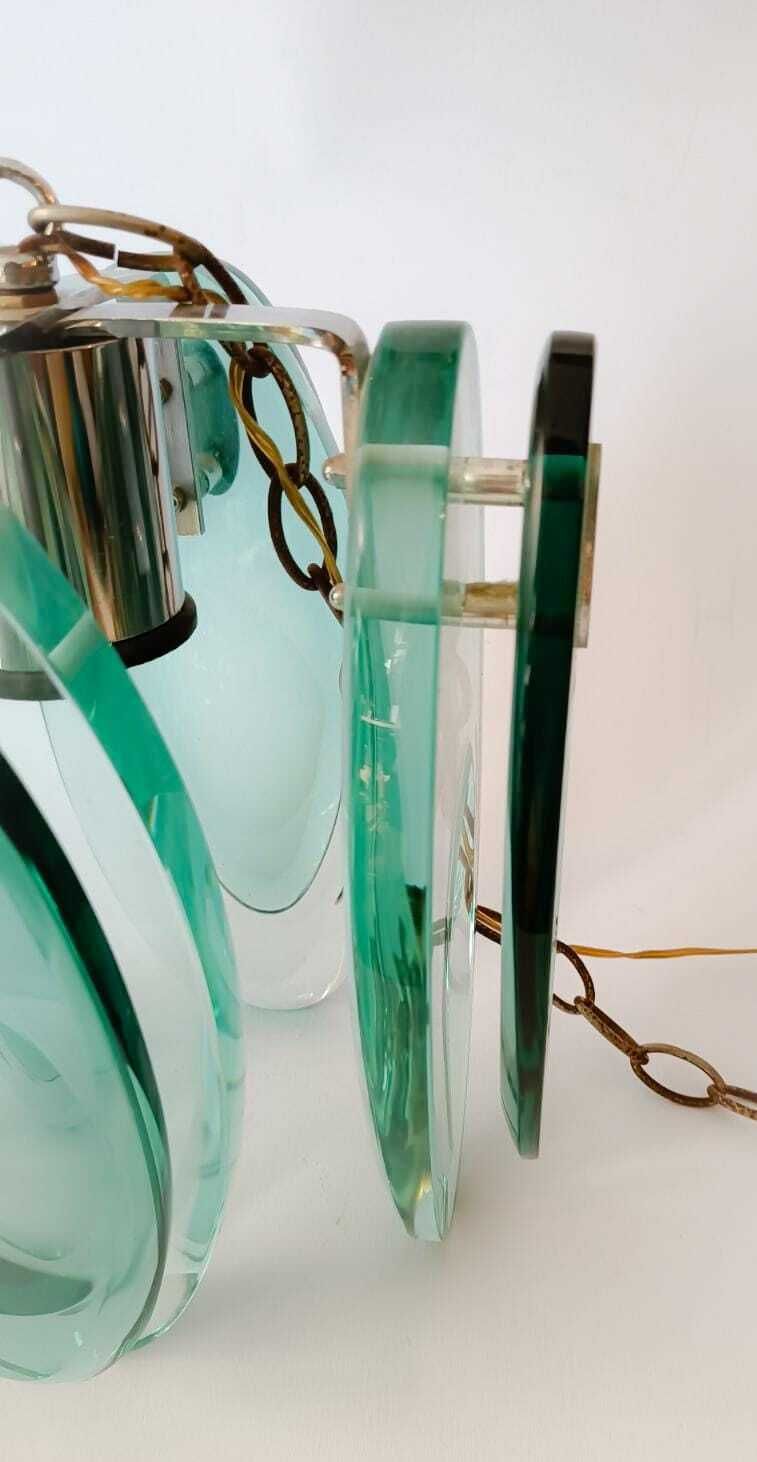 Stunning Thick Glass Chandelier Nilo Veca Design Fontana Arte Vintage Space Age Italy photo buy