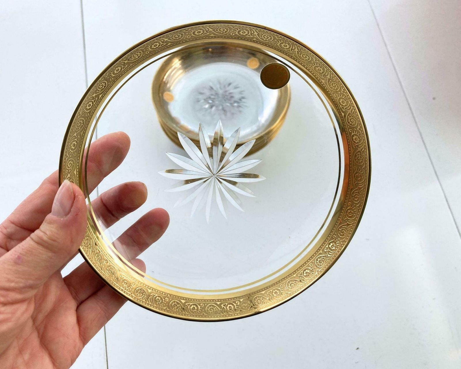 Kristallen Schalen (Set Van 2) | 24k Goud | Theresienthal Mintonborte photo vinterior