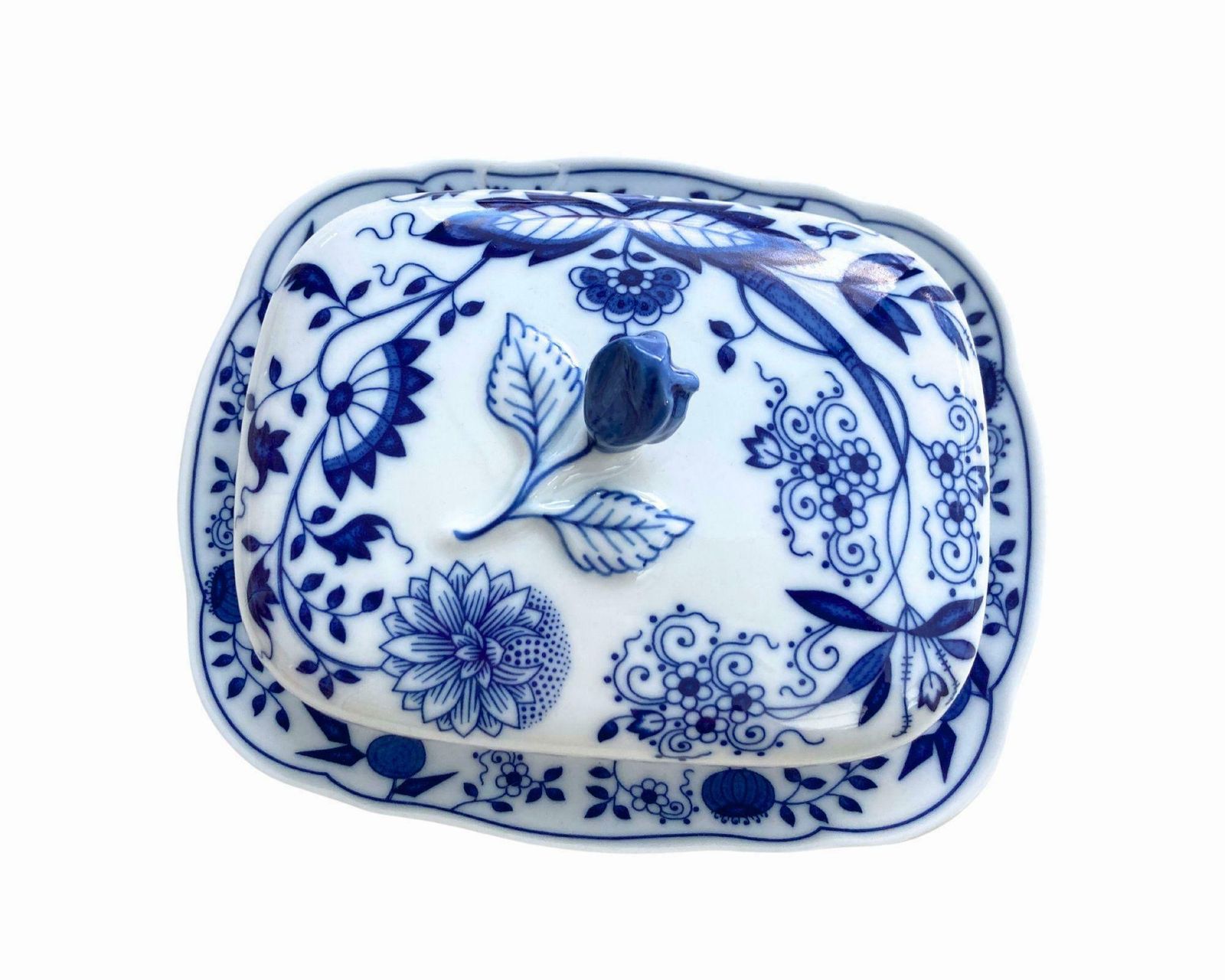 Porseleinen Botervloot Vierkant | Blue Onion | Hutschenreuther photo for sale