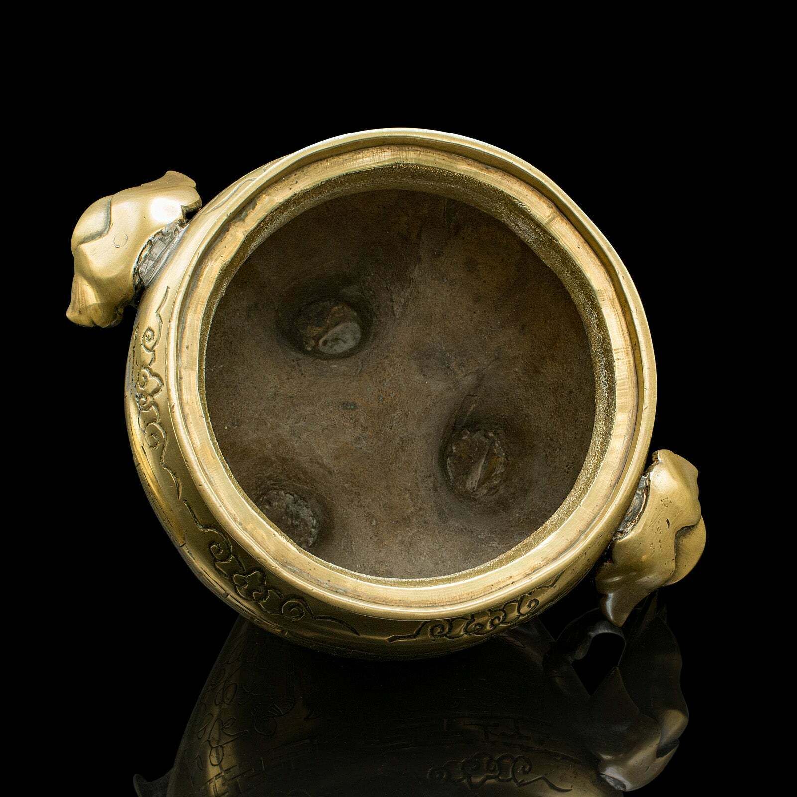 Antique Decorative Censer, Chinese, Brass, Incense Burner, Qing, Victorian, 1900 photo vintage