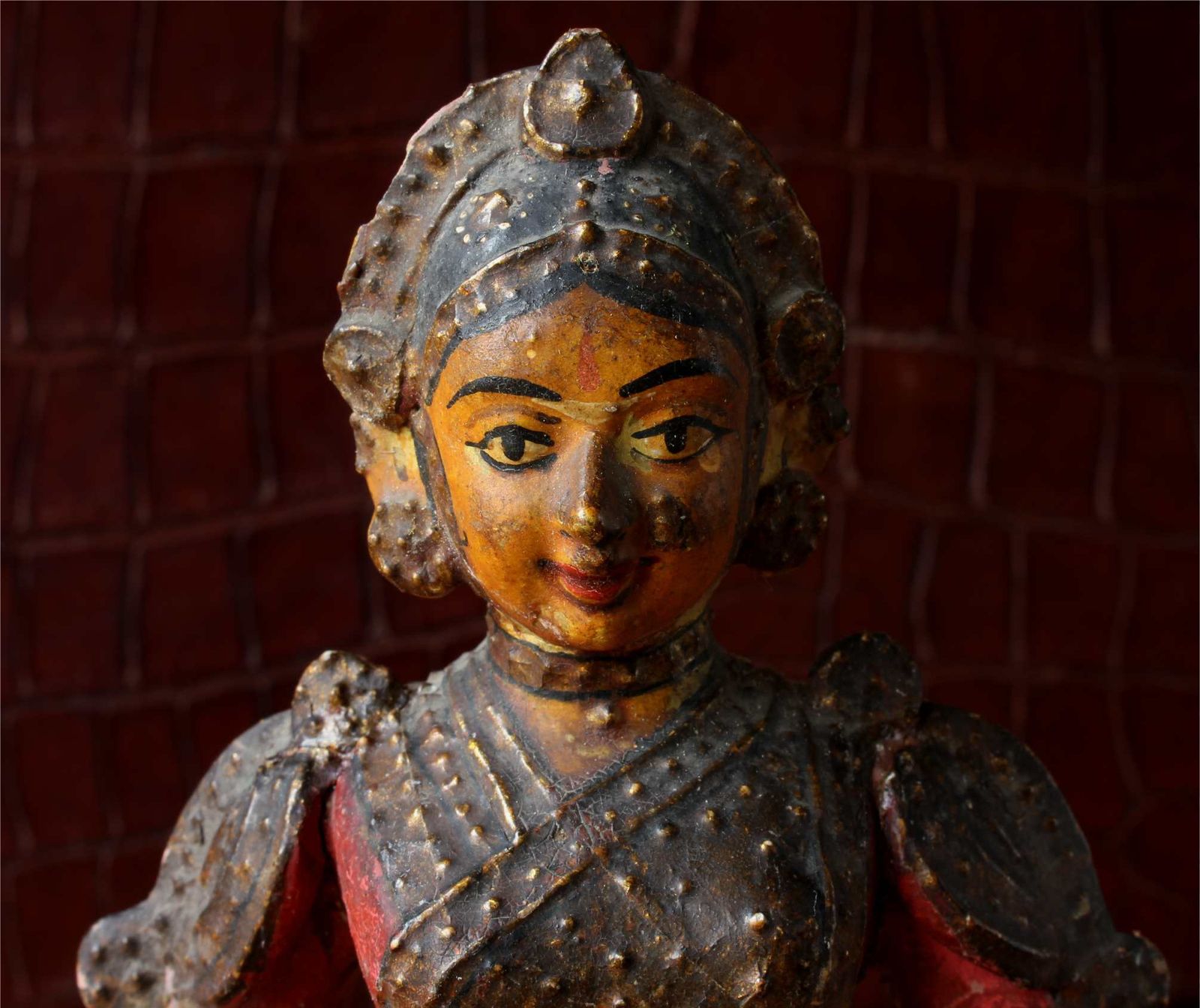 Pair Indian King & Queen Figures. 19th Century India Folk Art Statues. photo for sale