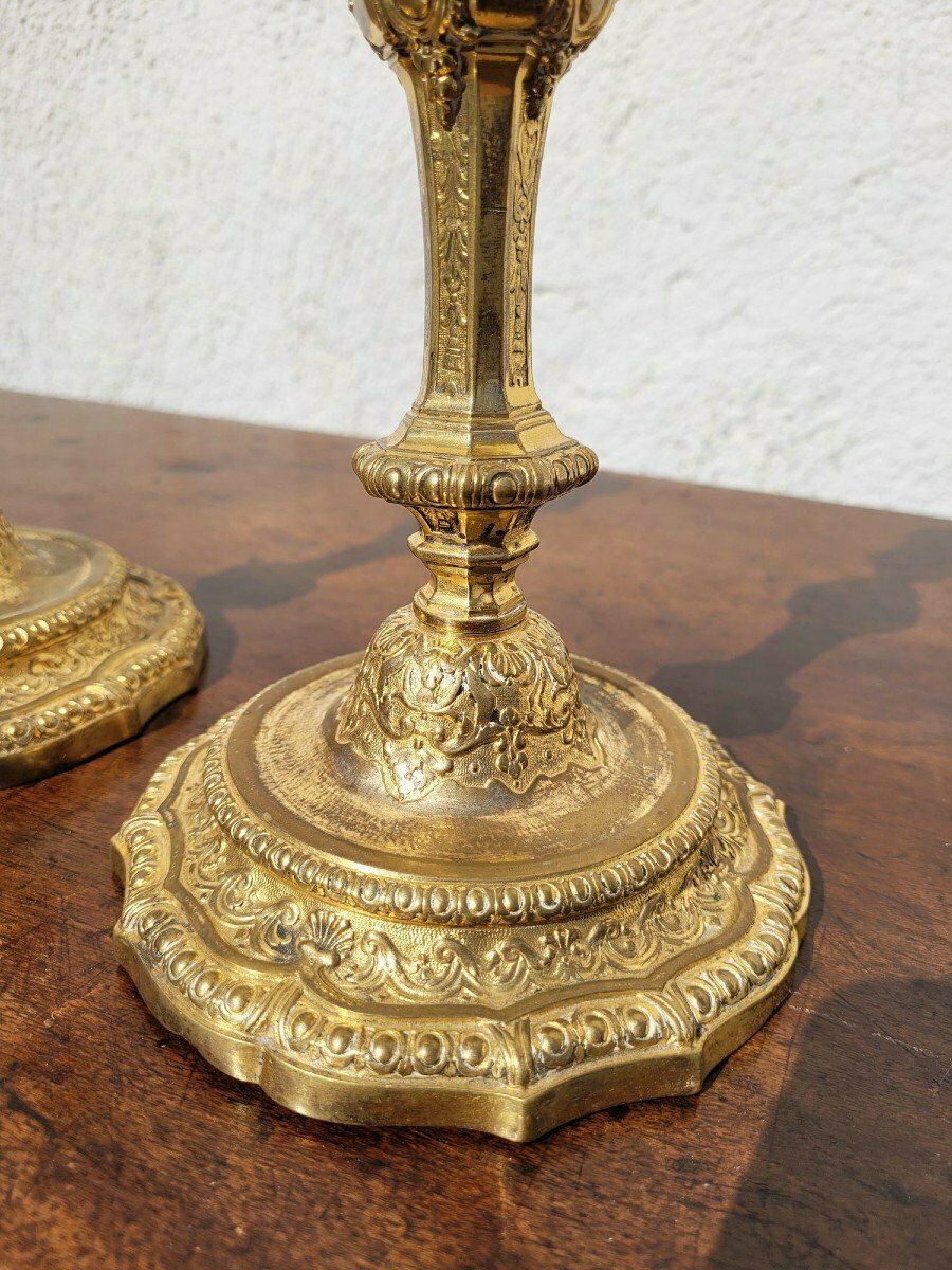 Pair Of Mercury Gilt Bronze Candlesticks, 19th Century photo Home Decor