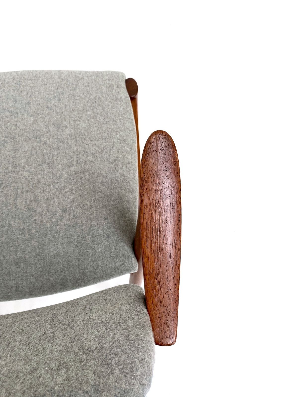 Danish Kai Kristiansen Model 42 Teak And Grey Wool Dining Chair Mid Century 1960s photo for sale