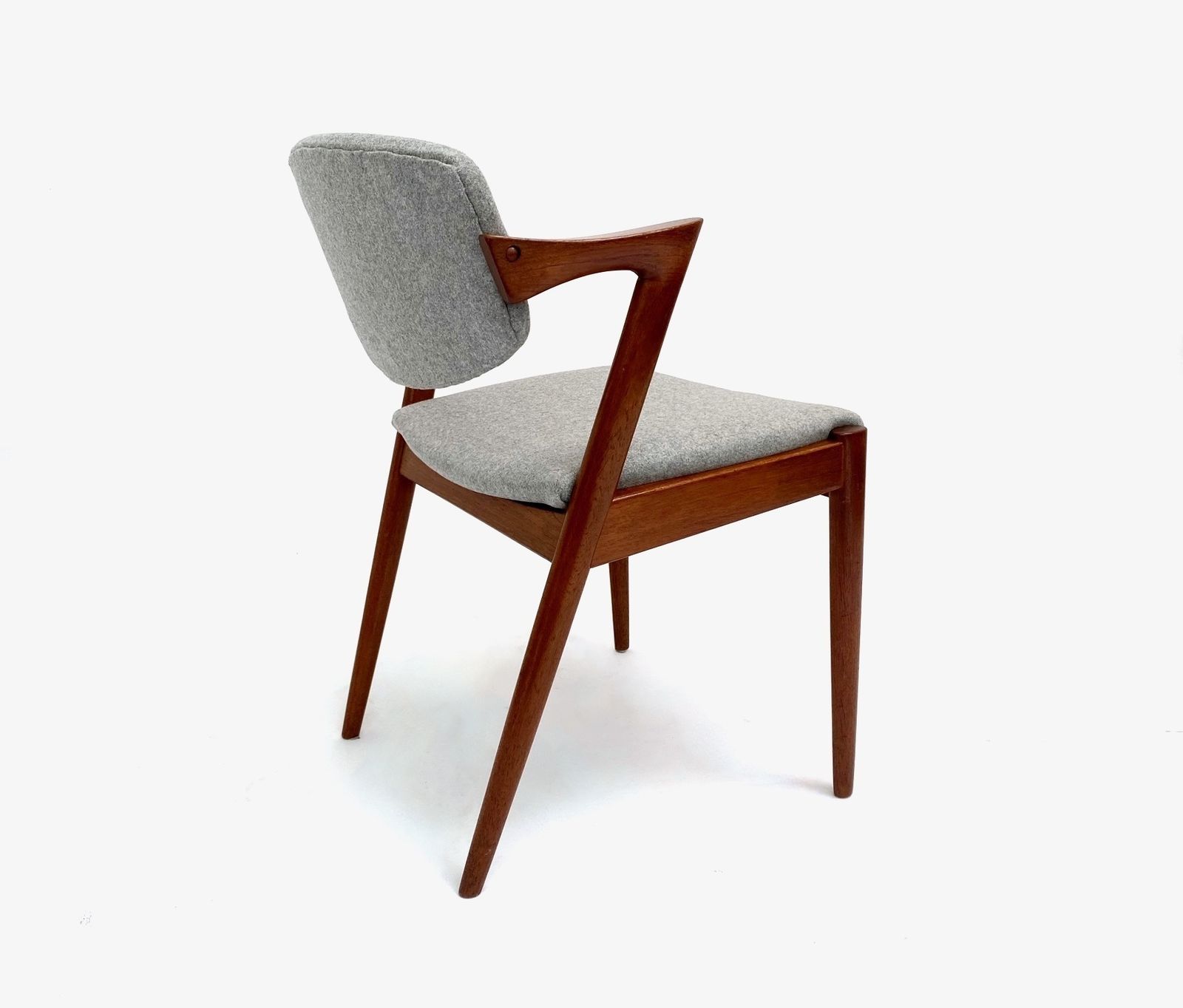 Danish Kai Kristiansen Model 42 Teak And Grey Wool Dining Chair Mid Century 1960s photo Furniture