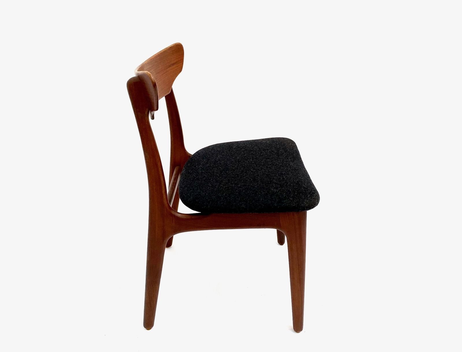 1450.0 Danish Schiønning & Elgaard Set Of 4 Teak And Charcoal Black Wool Dining Chairs Mid Century 1960s photo