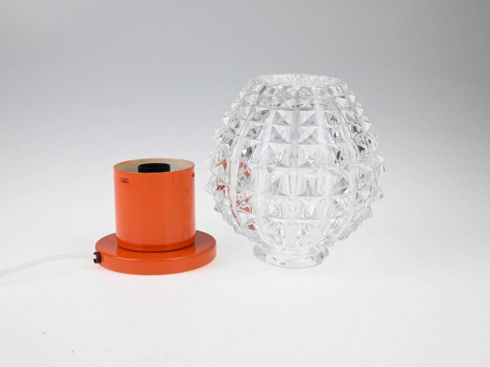 Pair Of Orange Bedside Lamps, Kamenicky Senov Lamps, Bedside Lamp Pair, Pair Of Lamps, Bedside Lamps, Bedside Lamp, Table Lamp, Desk Lamps photo vintage