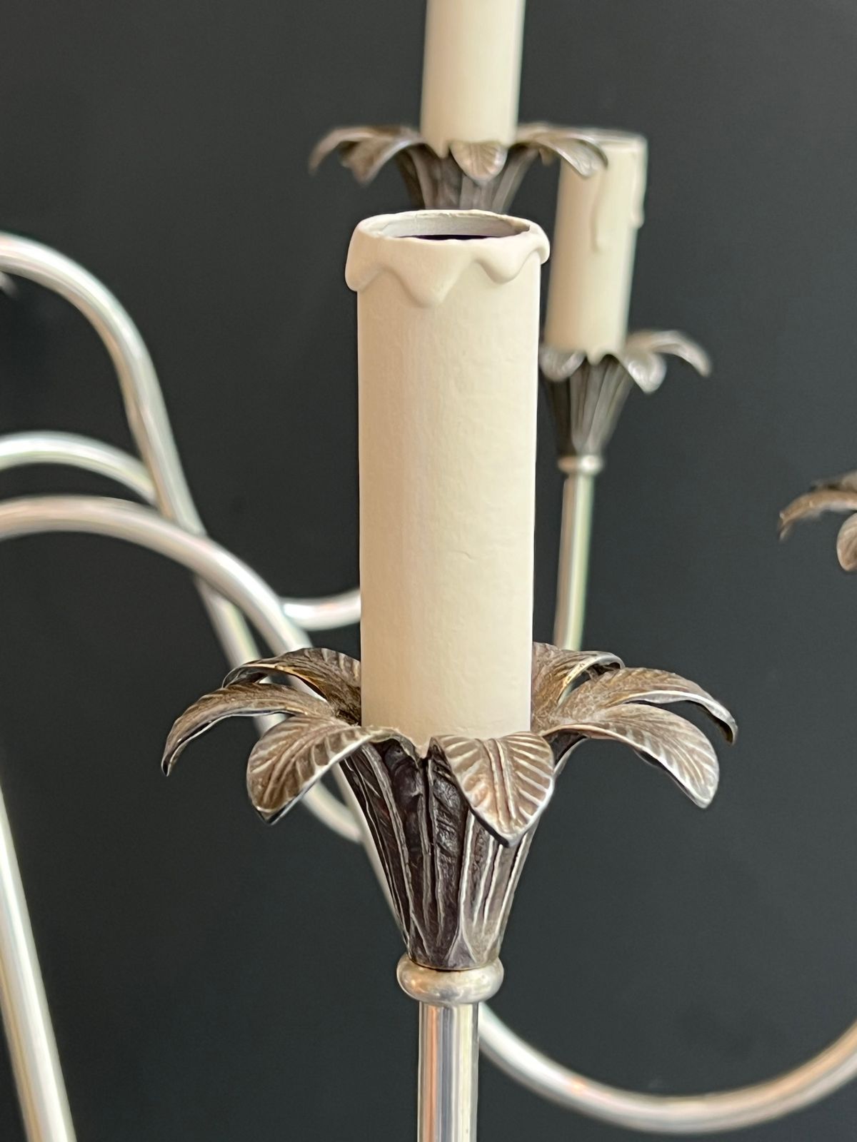 photo for sale Neoclassical Style Chandelier In Silver Metal From Maison Charles