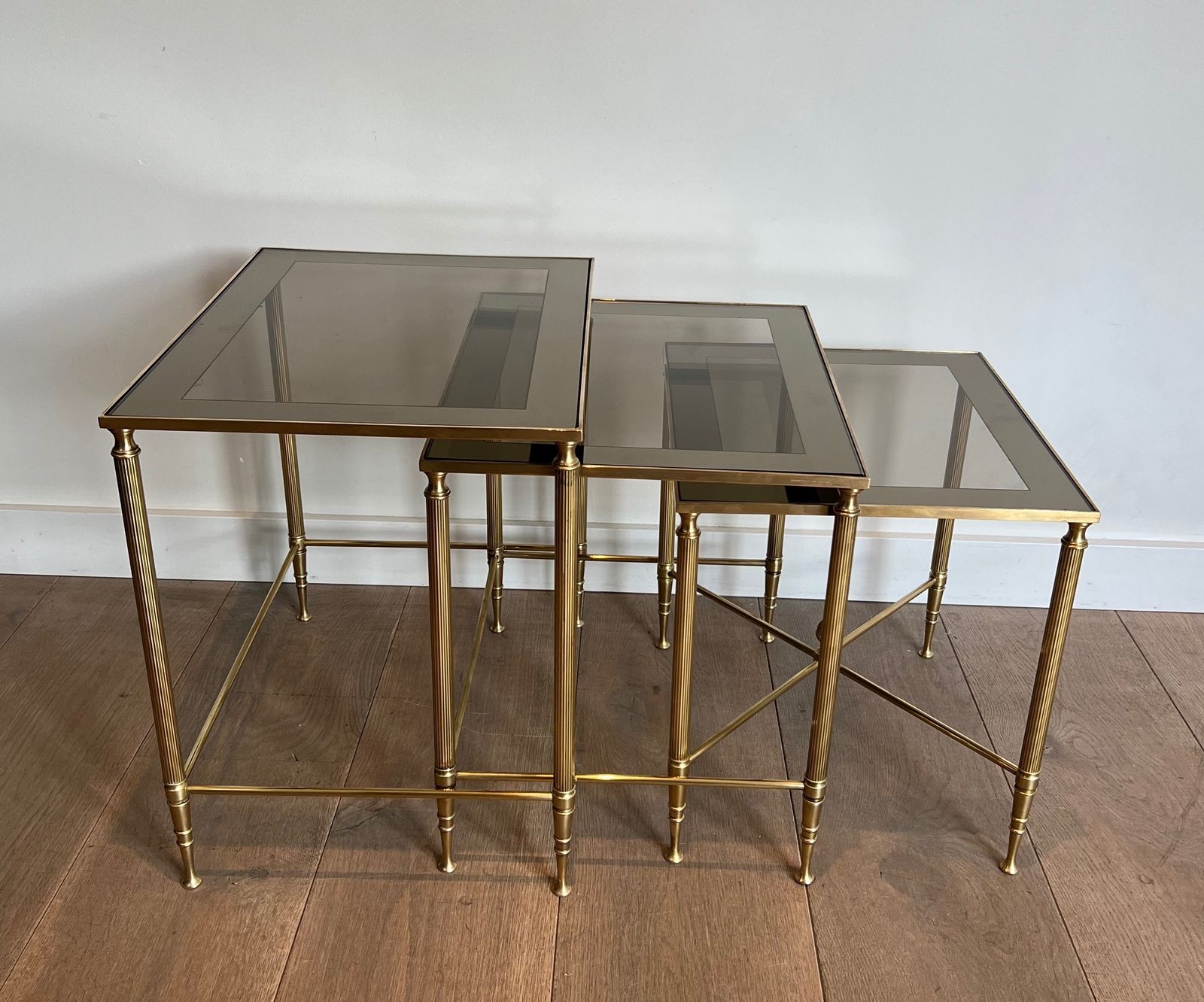 Neoclassical Style Brass Nesting Tables Set From Maison Jansen photo 1450.0