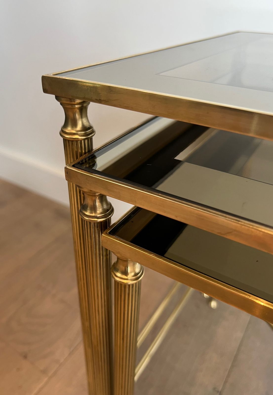 Neoclassical Style Brass Nesting Tables Set From Maison Jansen photo buy