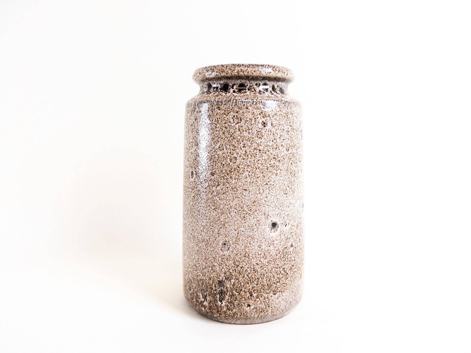 West German Pottery Vase By Scheurich 201 18   Beige White Foamy Fat Lava Vase   West German Vase