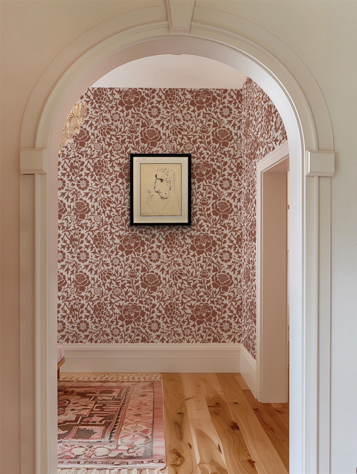 photo furniture John Kingerlee B.1936. Irish. John, A Self Portrait. Framed Modern British Mid 20th Century Ink On Paper Flower Power Drawing Dated 1967.