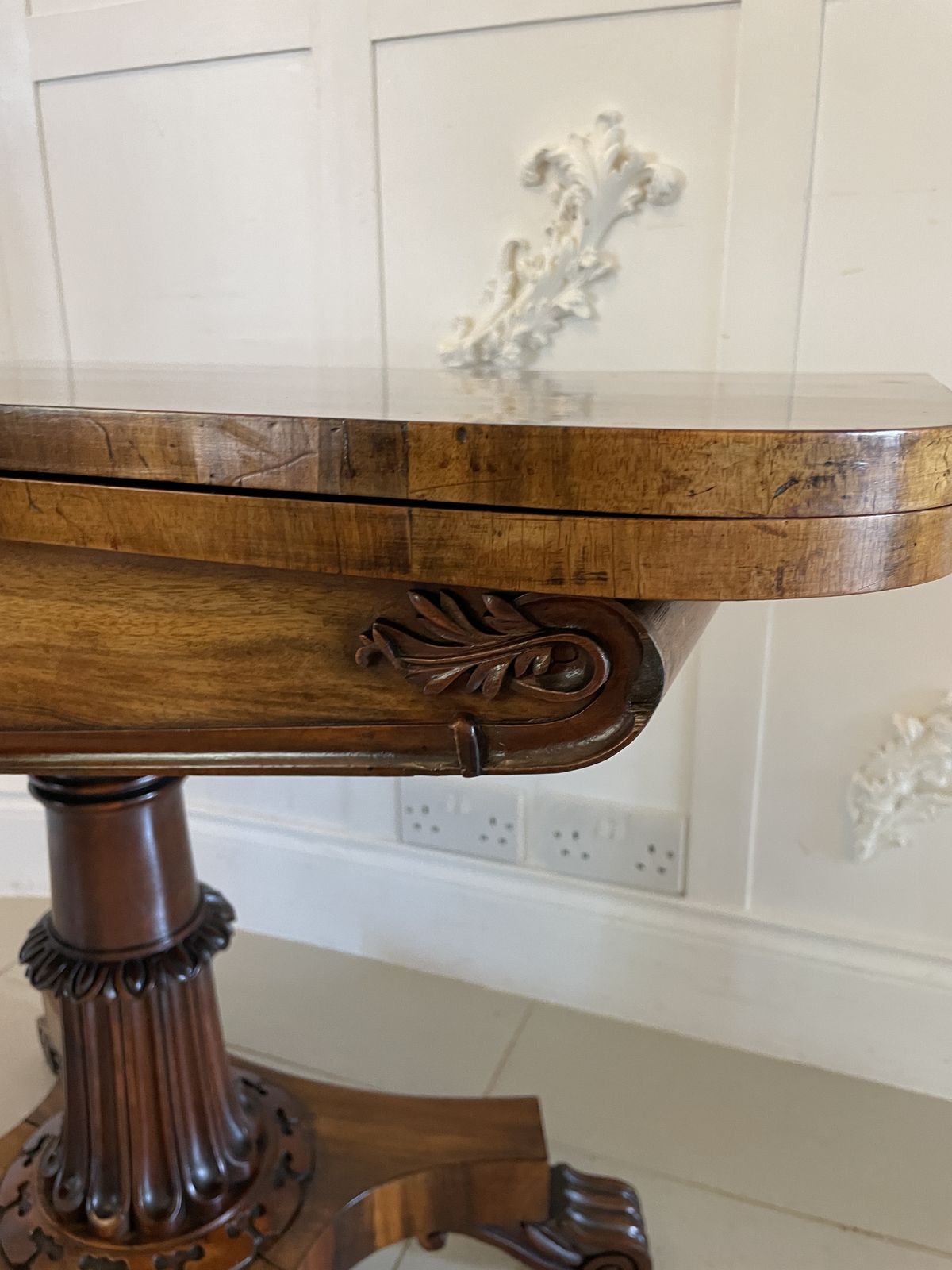 Antique 19th Century Quality Carved Rosewood Card Table photo vintage