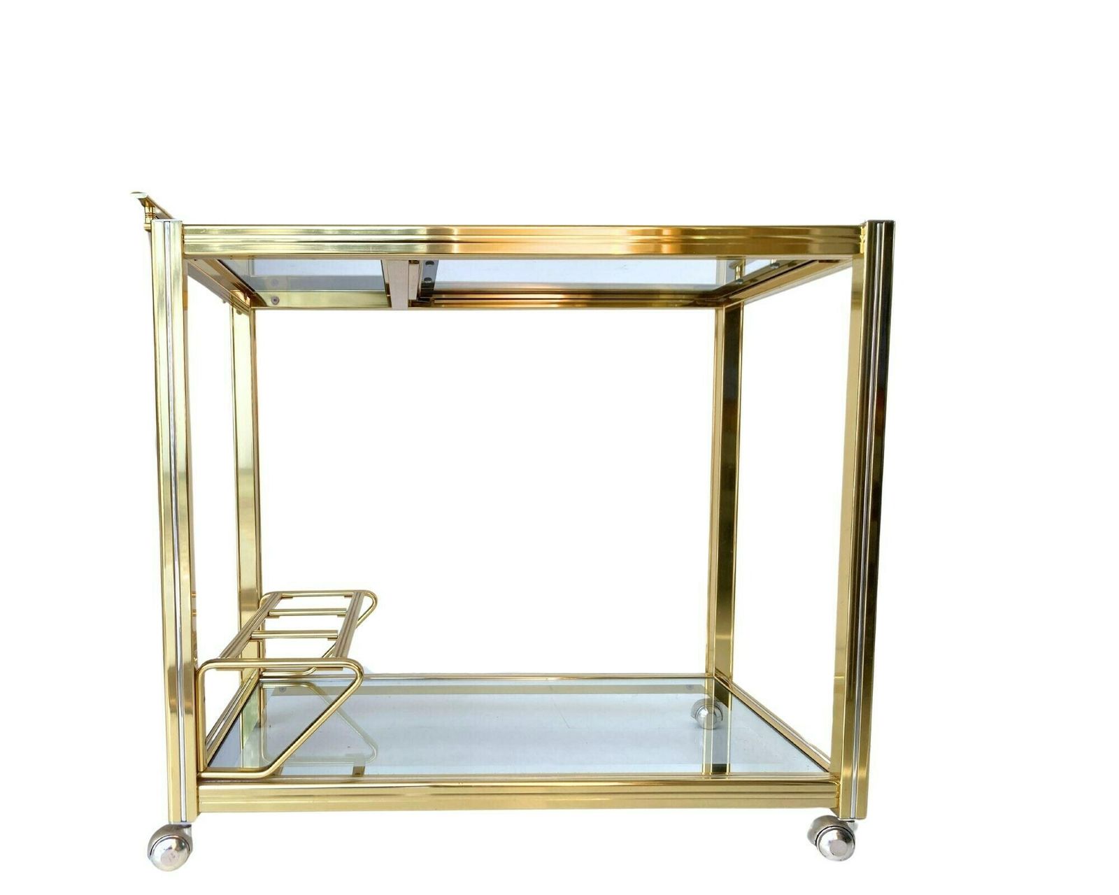 Pierre Vandel Bar Cart | 1pcs | Drinks Trolley | Gold Chrome And Mirror Glass photo furniture