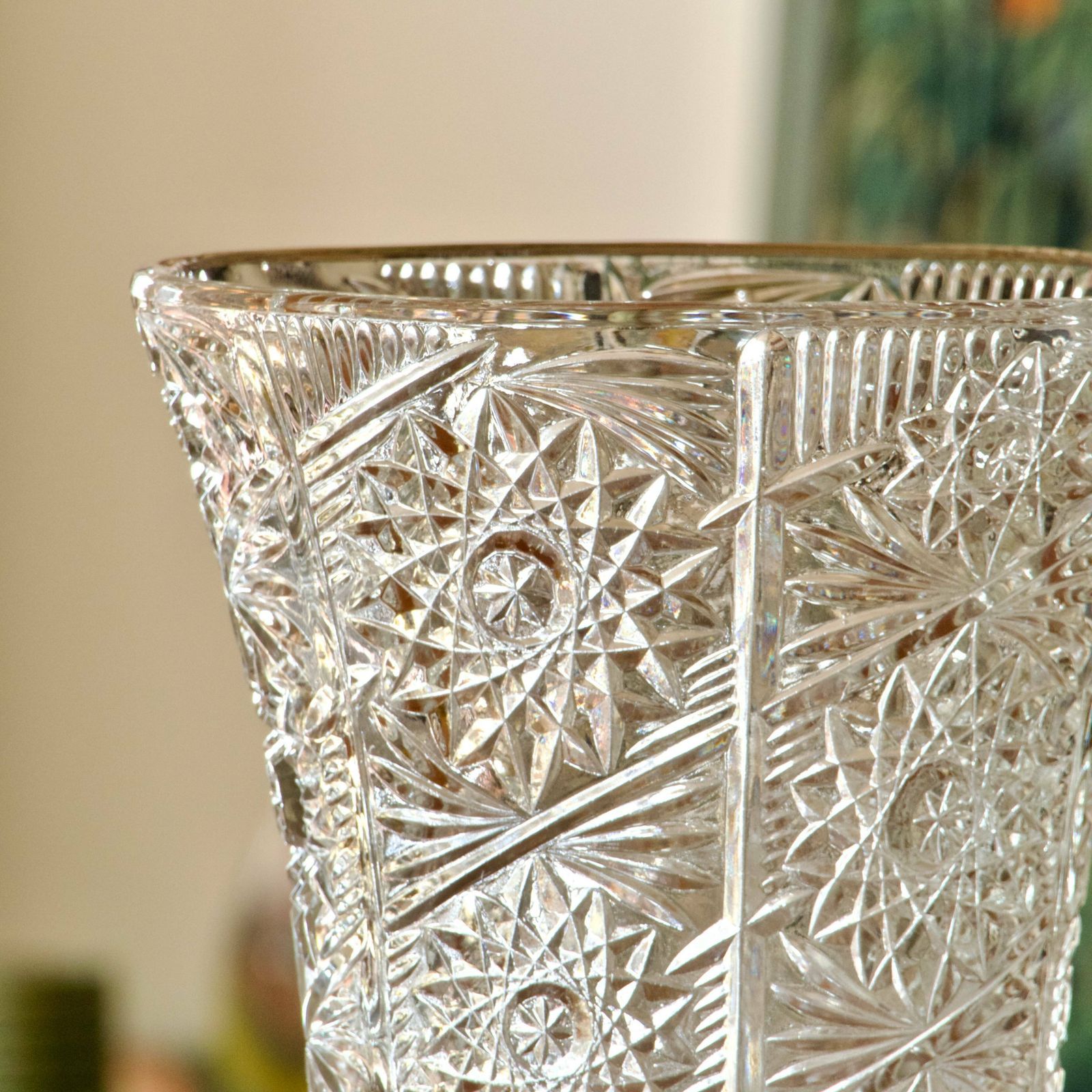 Large Antique Cut Crystal Vase photo vinterior