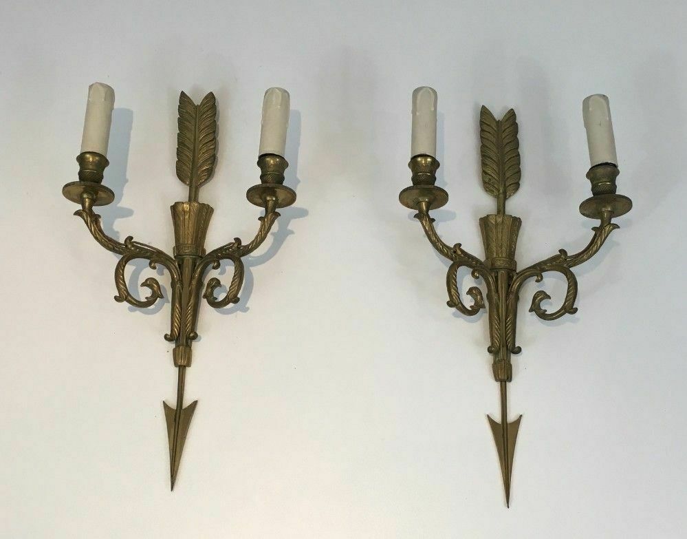 Pair Of Large Appliques With Quiver, Arrow And Eagle Head photo furniture