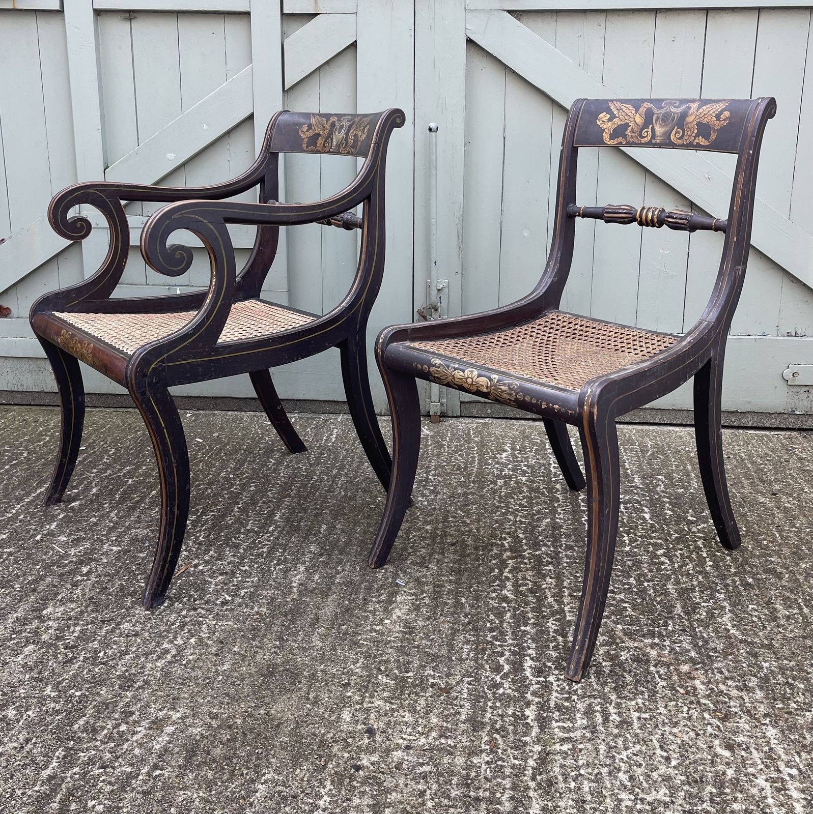 A Rare Set Of Eight Regency Painted Dining Chairs photo vinterior