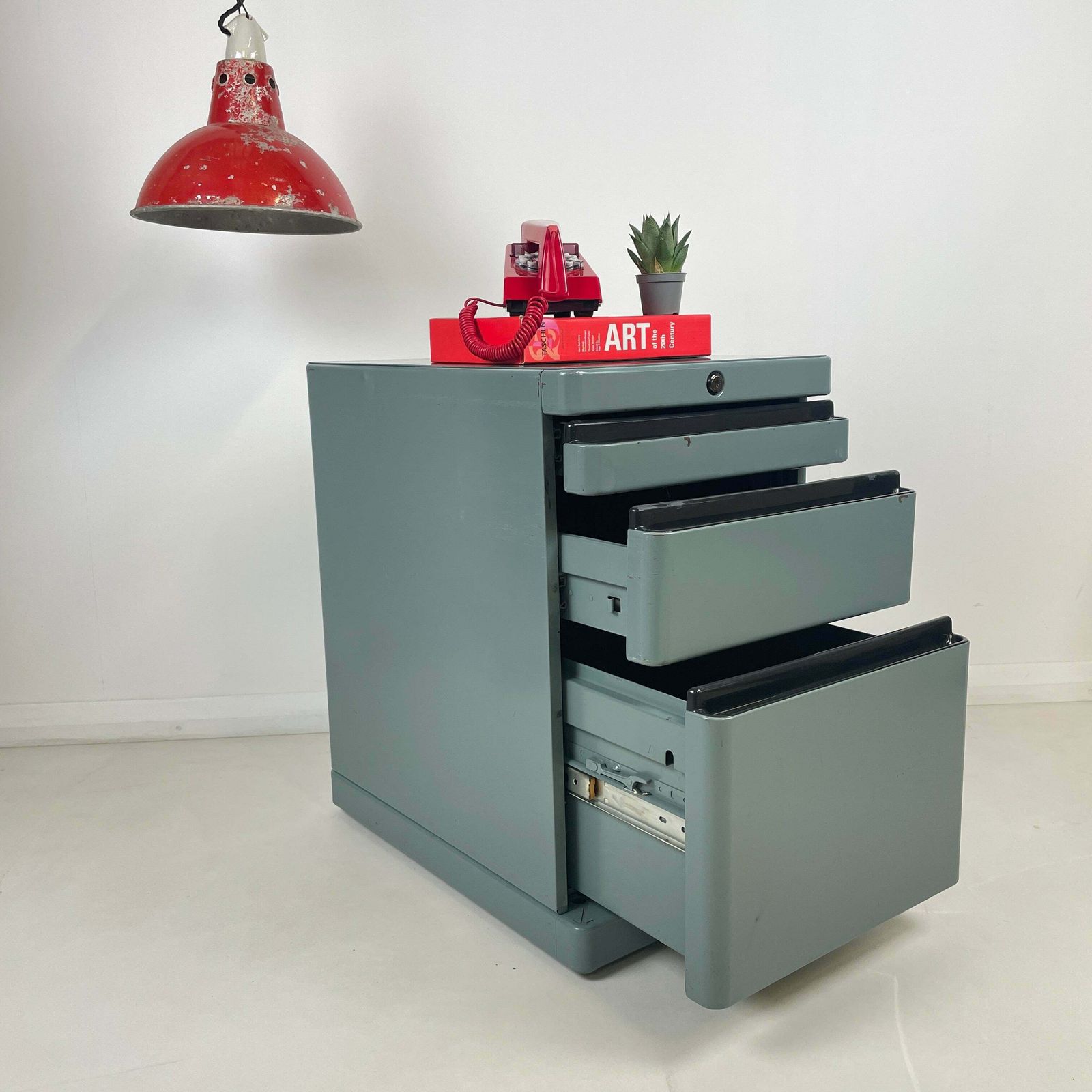 Vintage Filing Cabinet Drawers In Grey photo vinterior