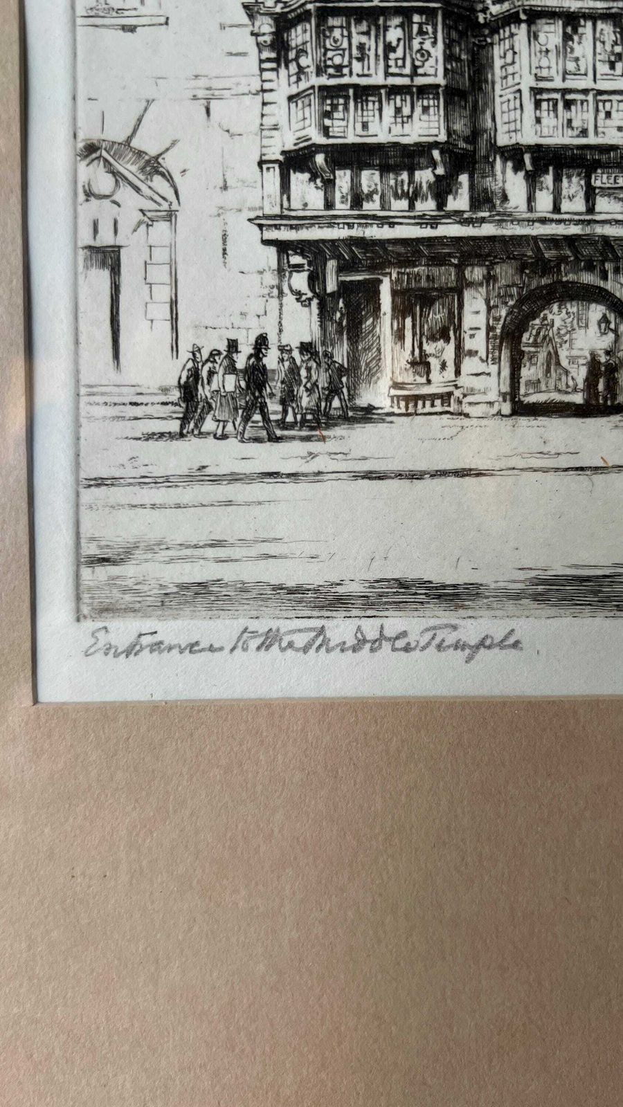 Early 1900’s Hand Pulled Etching Picture By Henry Lambert Featuring Entrance To Middle Temple, Fleet Street, London photo Art