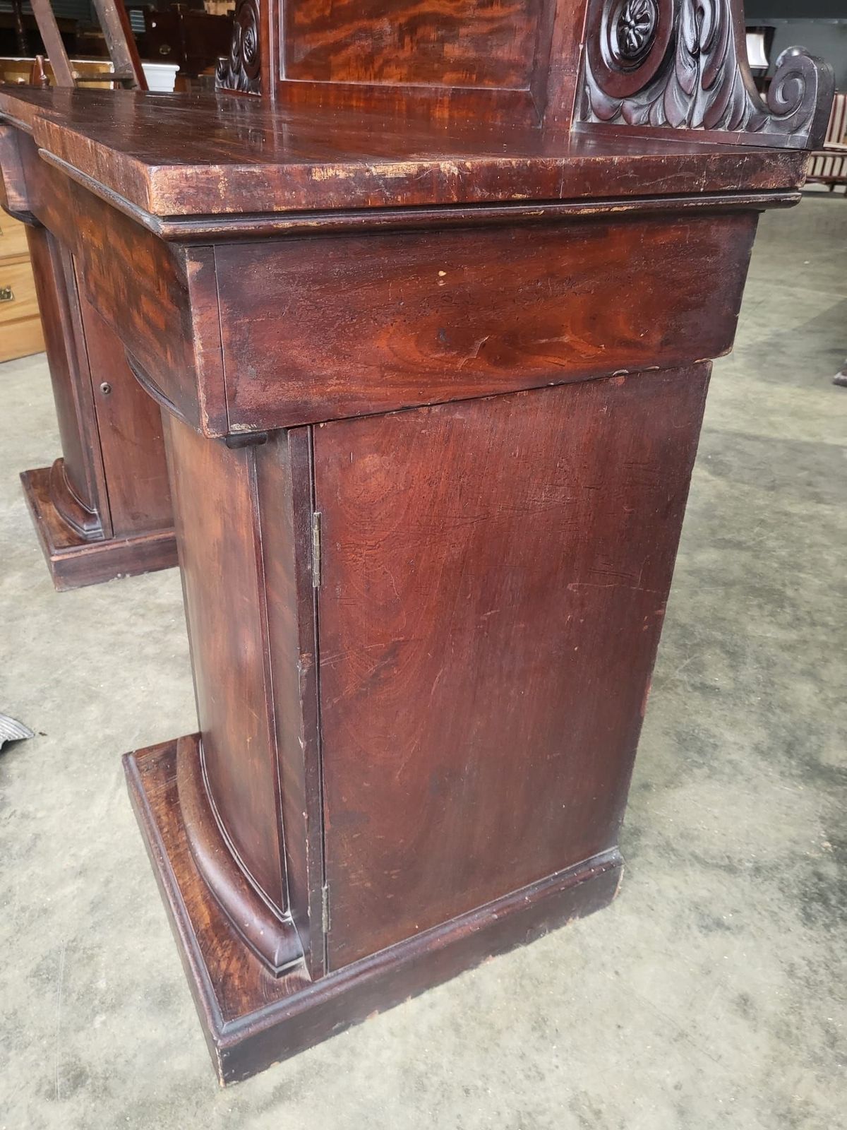 Antique Edwardian Victorian Mahogany Twin Pedestal Sideboard Drawers Wine Drawer photo vintage
