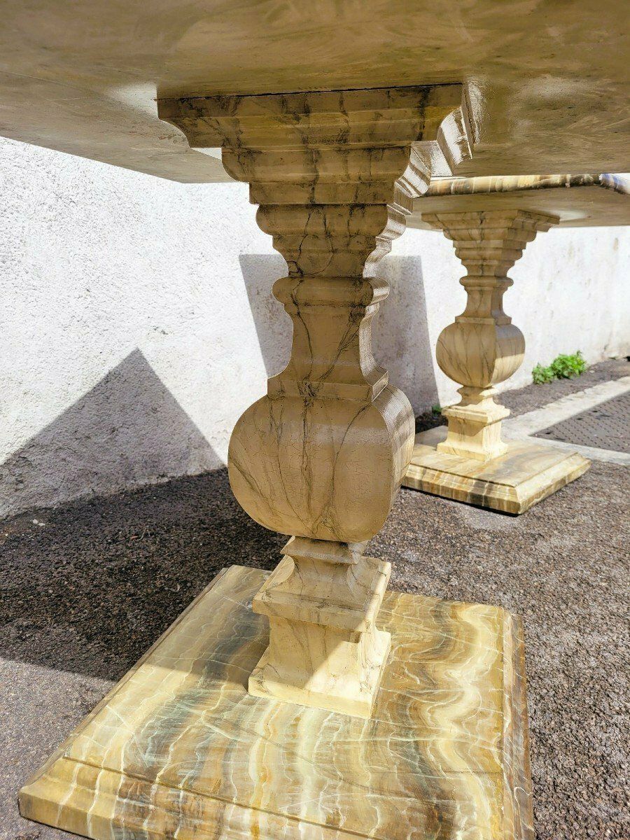 2 Painted Faux Marble Side Tables Gold Sofa Ends, 20th Century photo vinterior